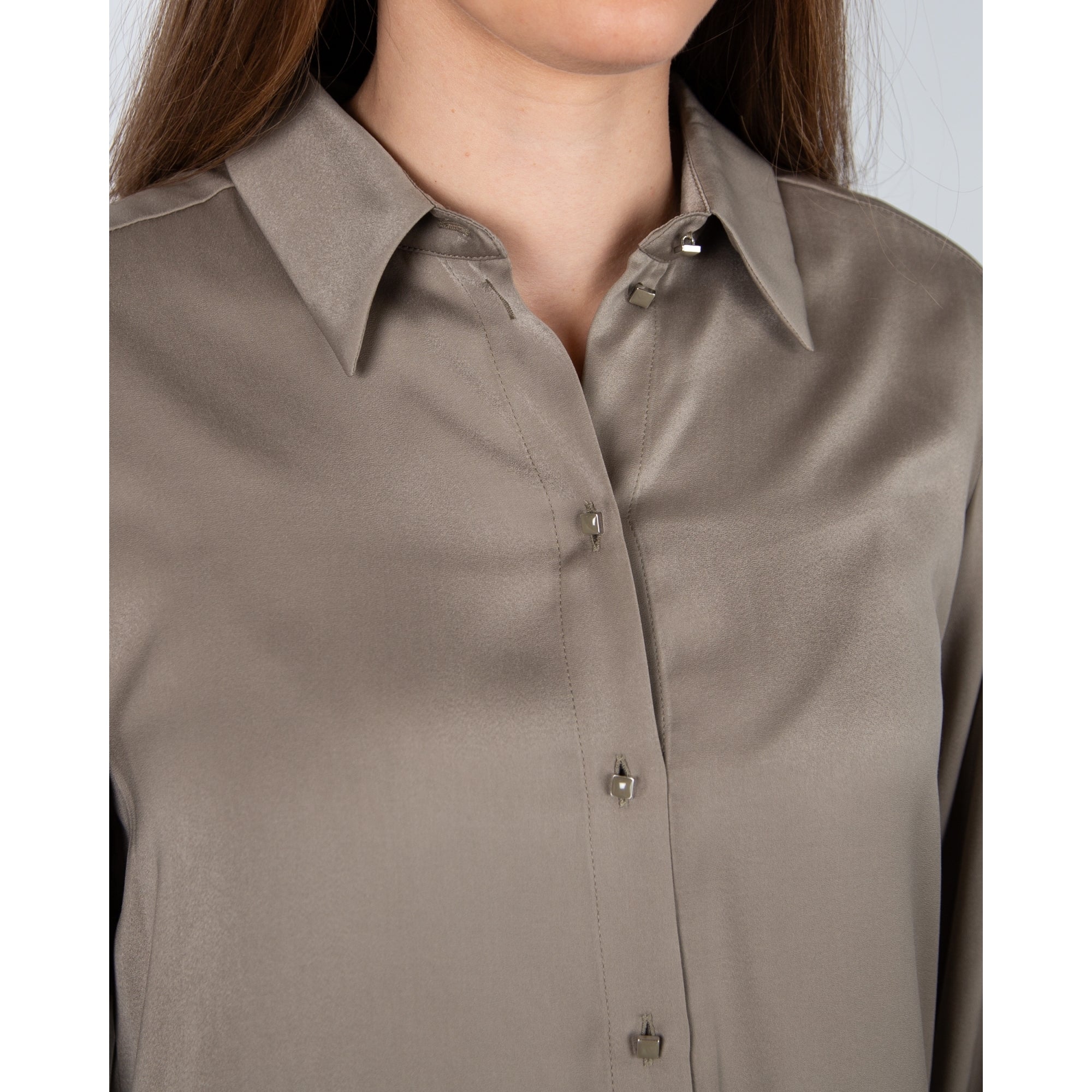 Marc Cain Plain Shirt With Pleated Back Sage