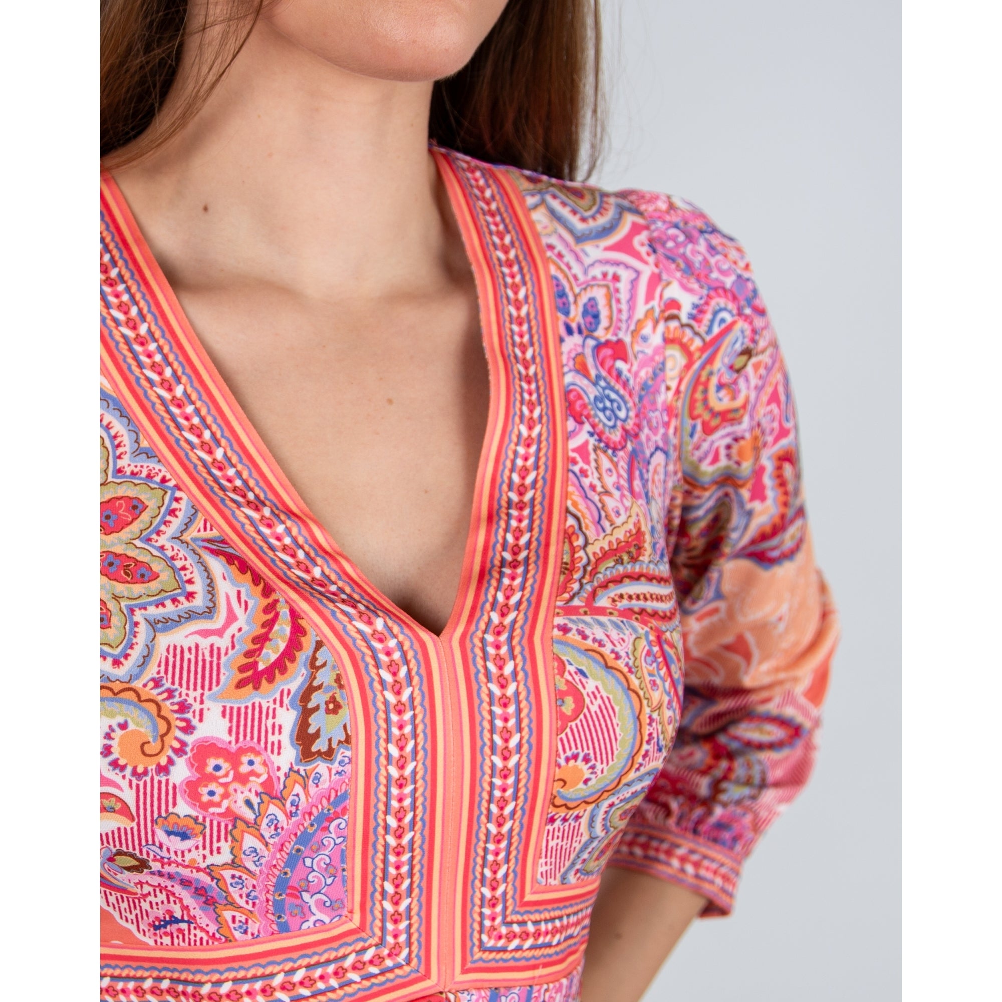 Hale Bob Paisley Print Fit And Flare Jersey Dress Coral/pink