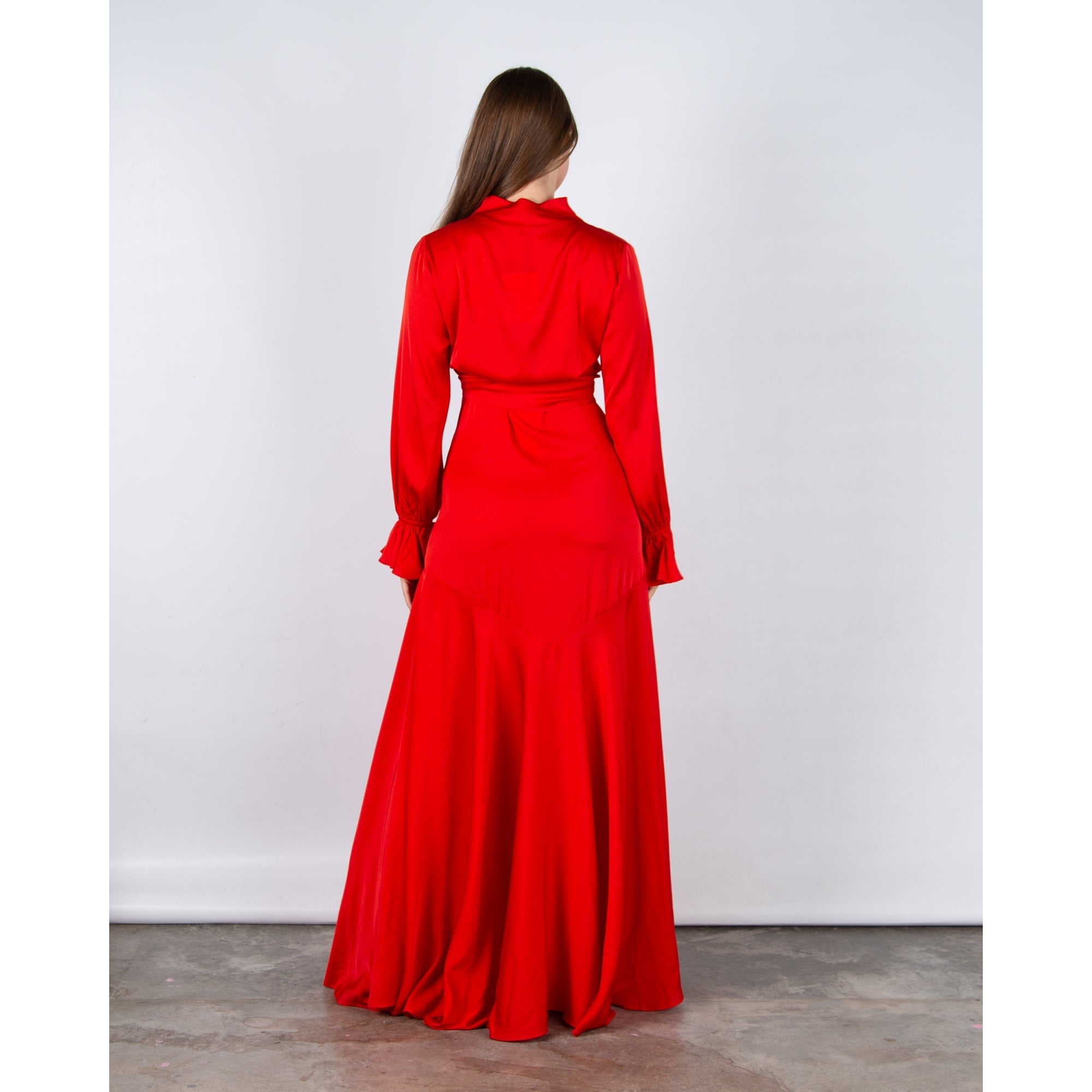 Silk95 Mar-A-Lago Sleeveless A Line Silk Maxi Dress Scarlet