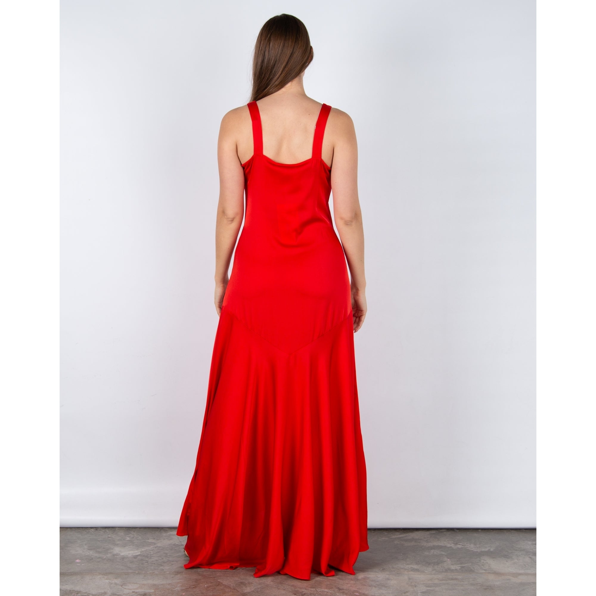 Silk95 Mar-A-Lago Sleeveless A Line Silk Maxi Dress Scarlet