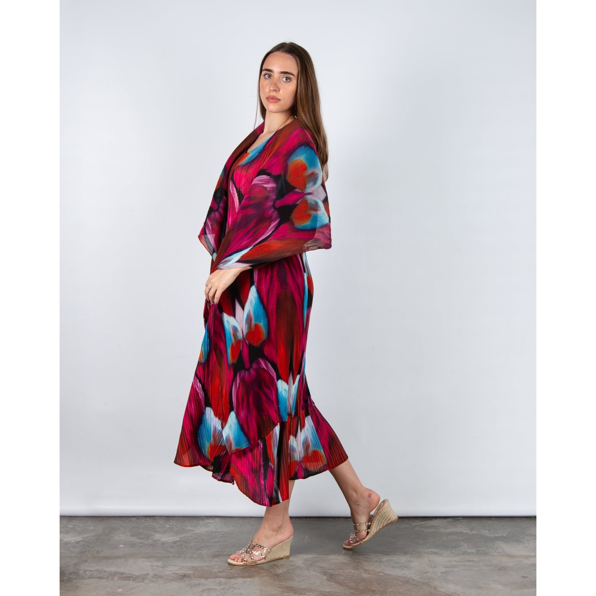 Alquema Collare Crinkle Mesh Ombre Waterfall Jacket Pink Bows