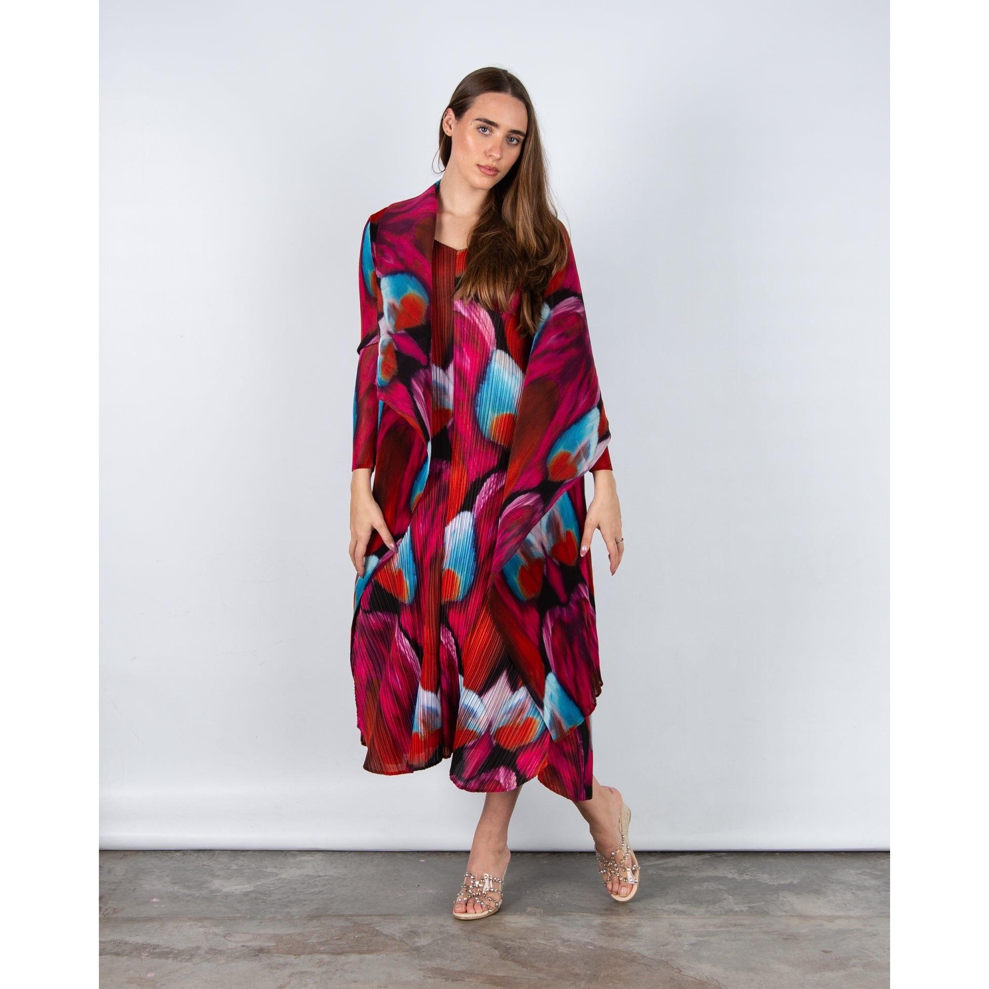 Alquema Collare Crinkle Mesh Ombre Waterfall Jacket Pink Bows