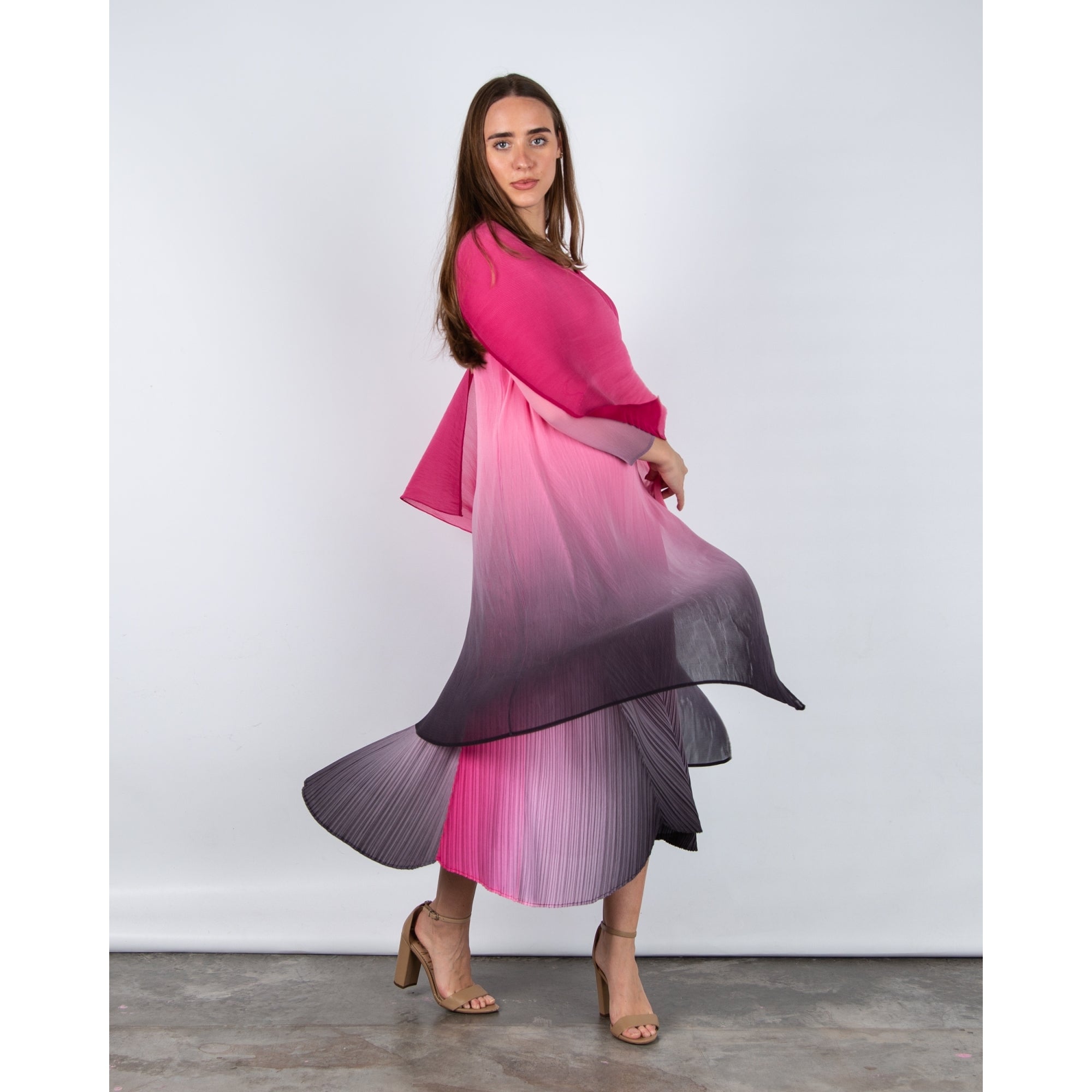 Alquema Collare Crinkle Mesh Ombre Waterfall Jacket Cabaret Pink