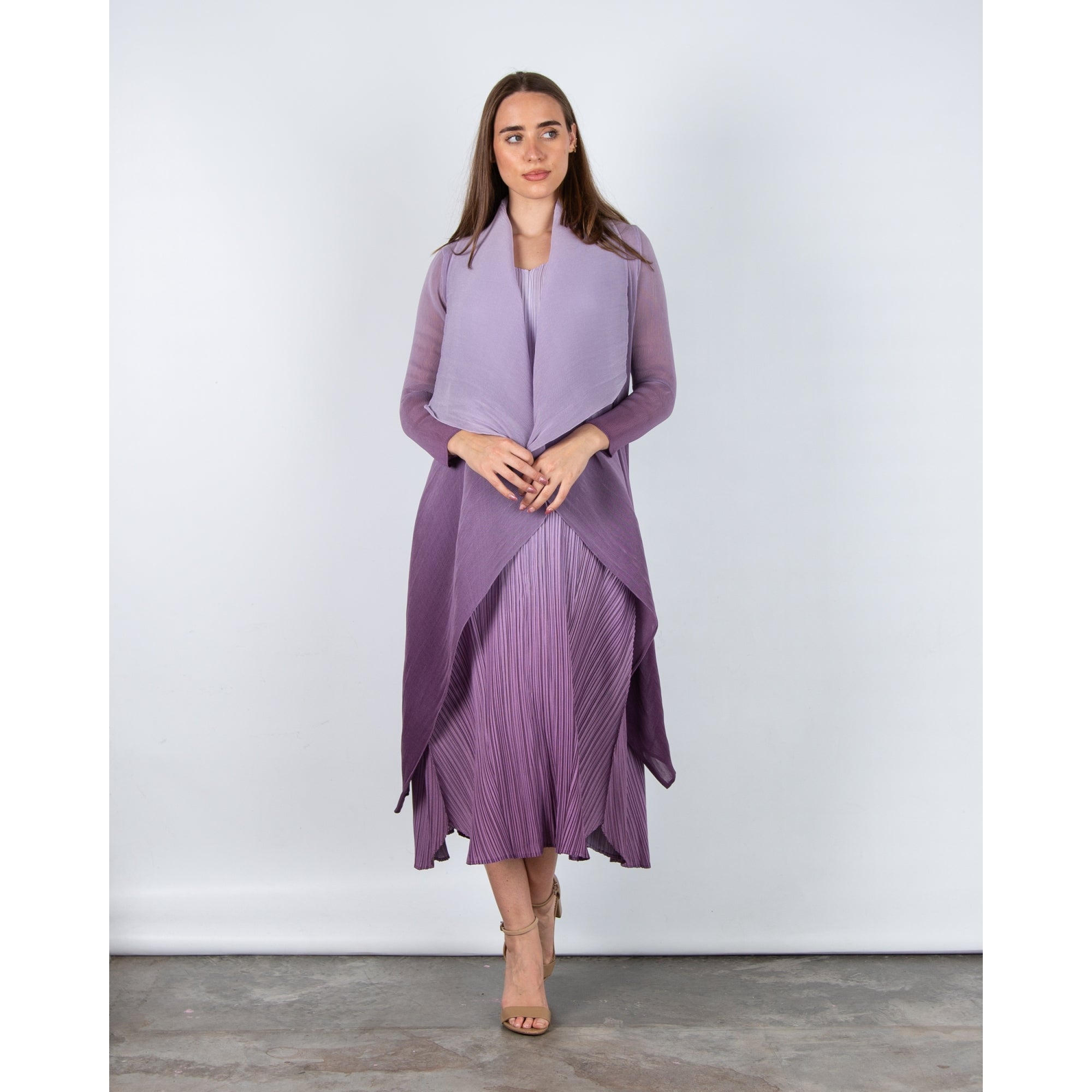 Alquema Collare Crinkle Mesh Ombre Waterfall Jacket Foggy Lavender