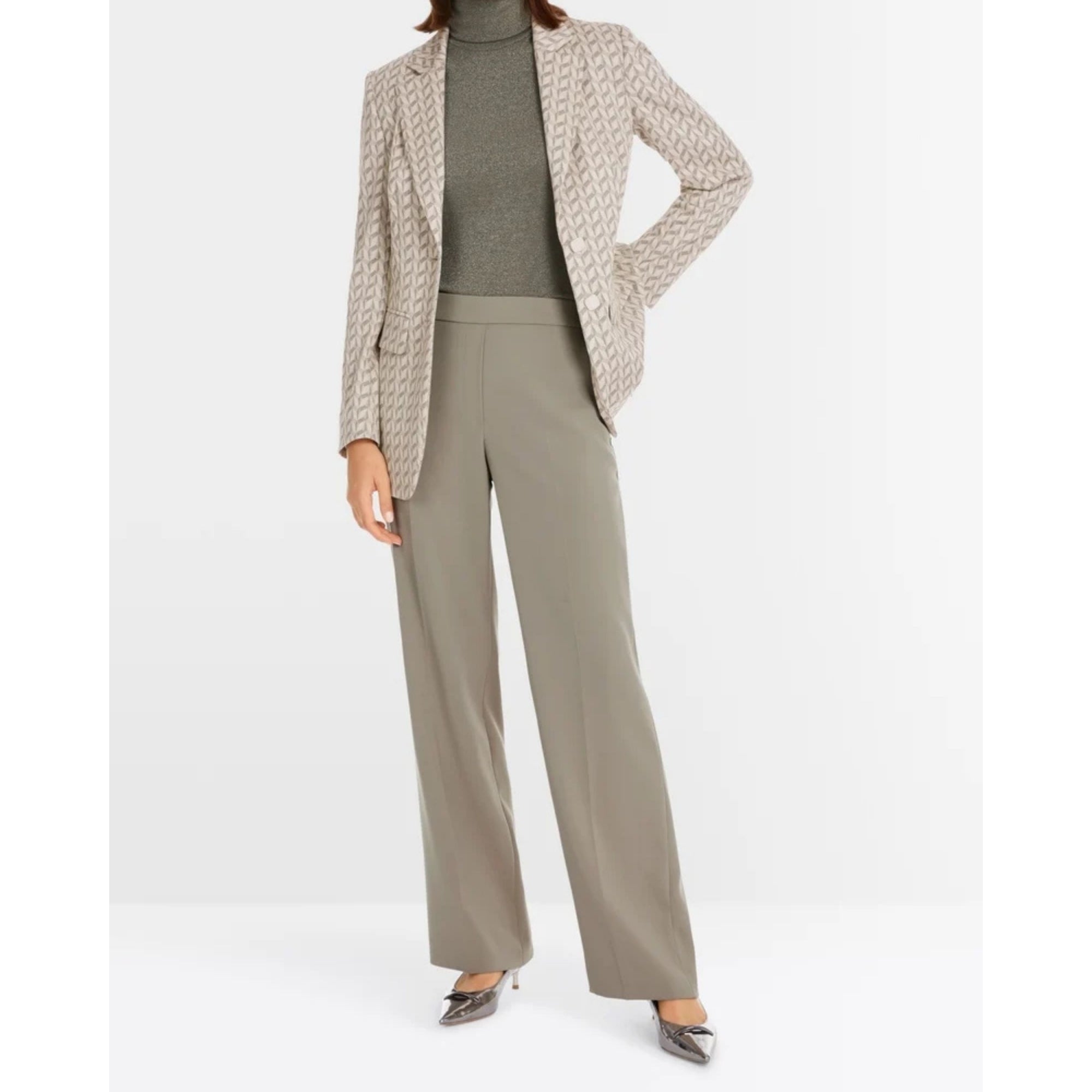 Marc Cain Washington Flat Front Pull On Relaxed Trouser Sage