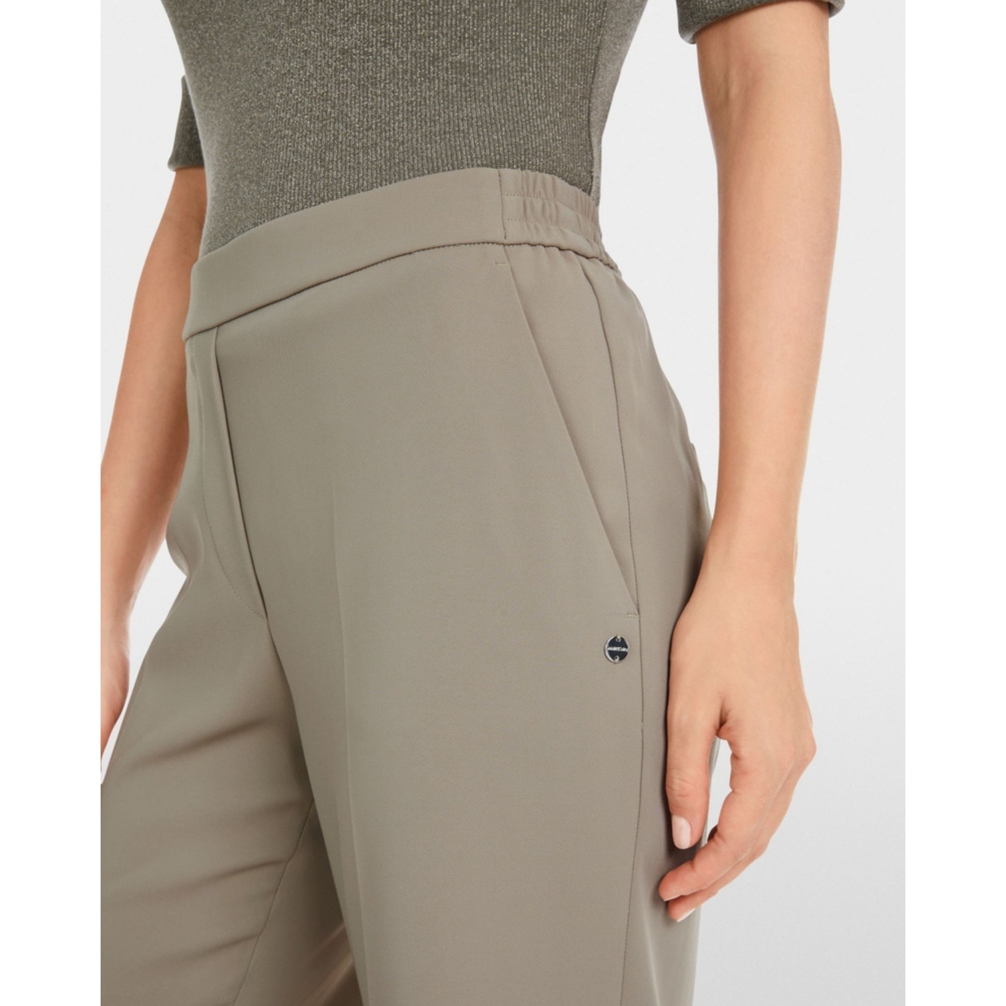 Marc Cain Washington Flat Front Pull On Relaxed Trouser Sage