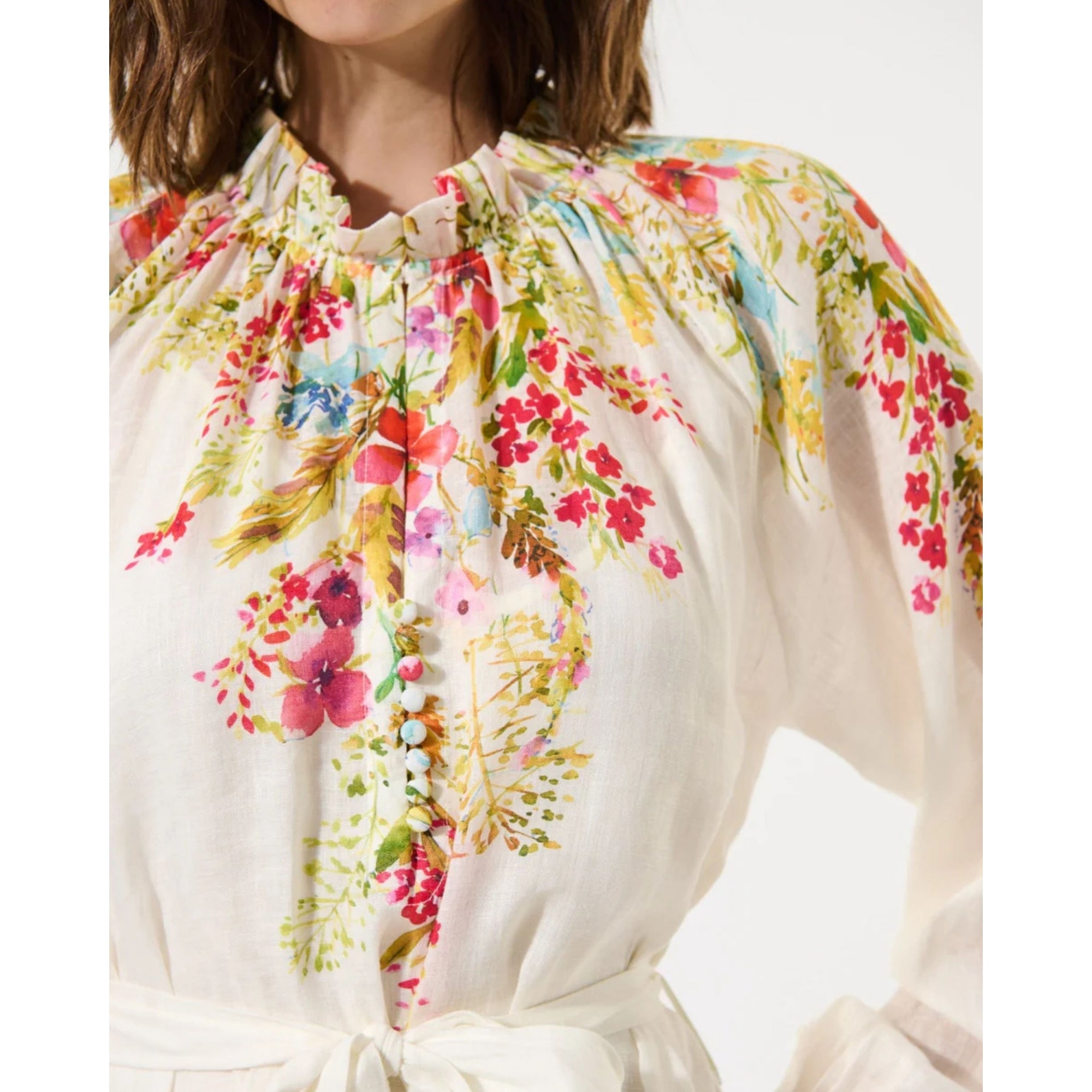 Dea Kudibal Idania Floral Linen Maxi Dress With Tie Belt Poetic