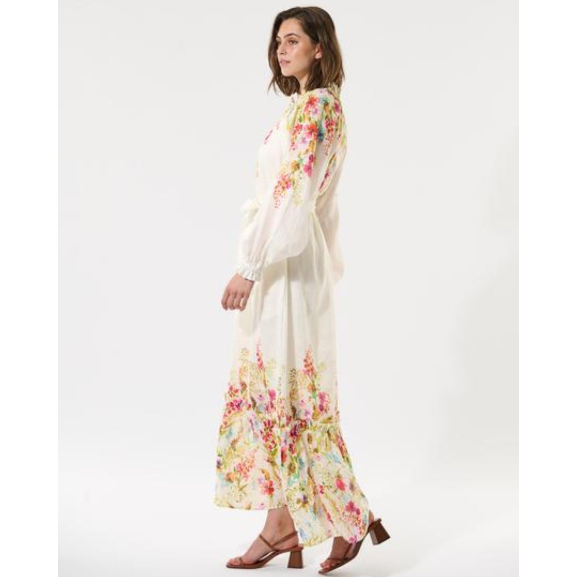 Dea Kudibal Idania Floral Linen Maxi Dress With Tie Belt Poetic