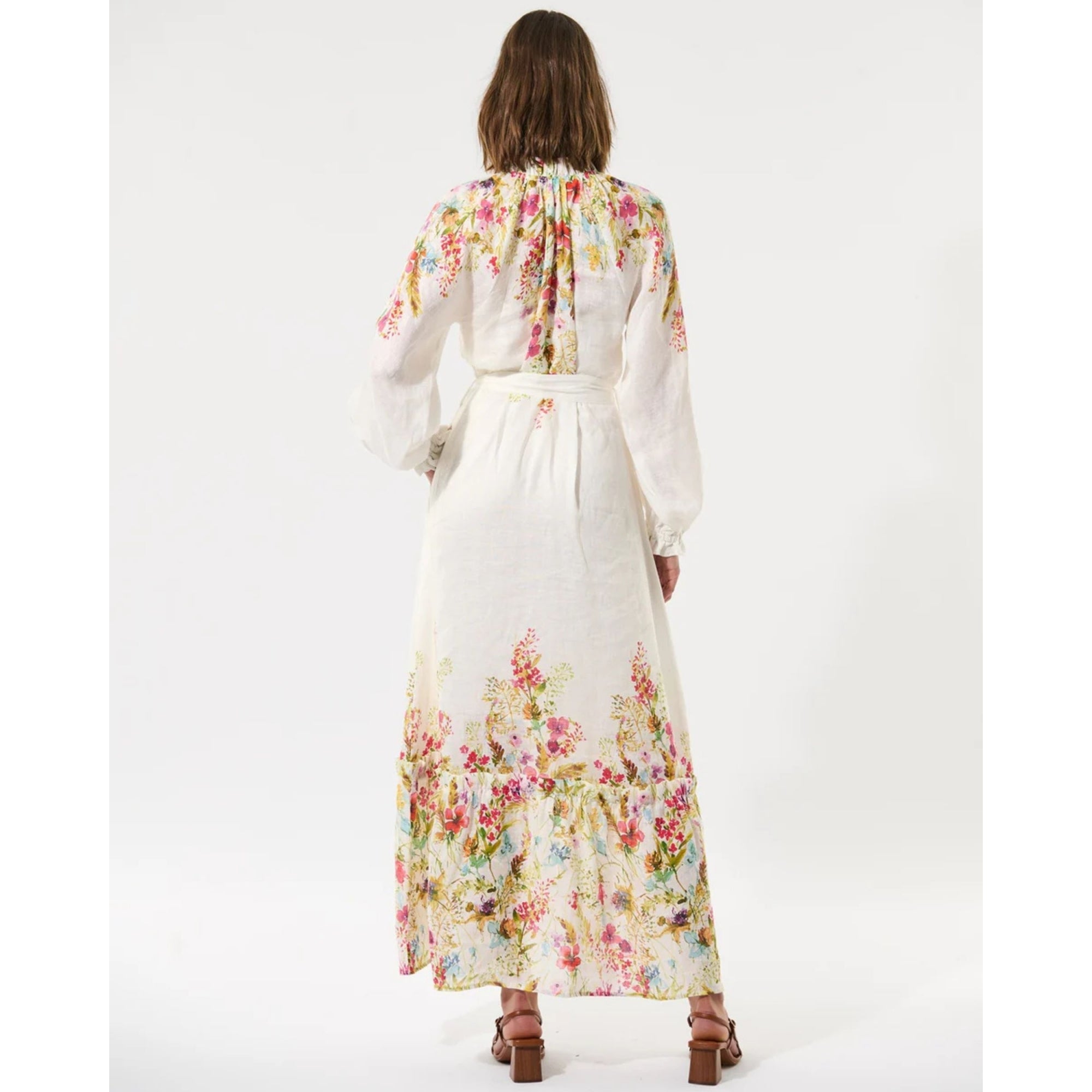 Dea Kudibal Idania Floral Linen Maxi Dress With Tie Belt Poetic