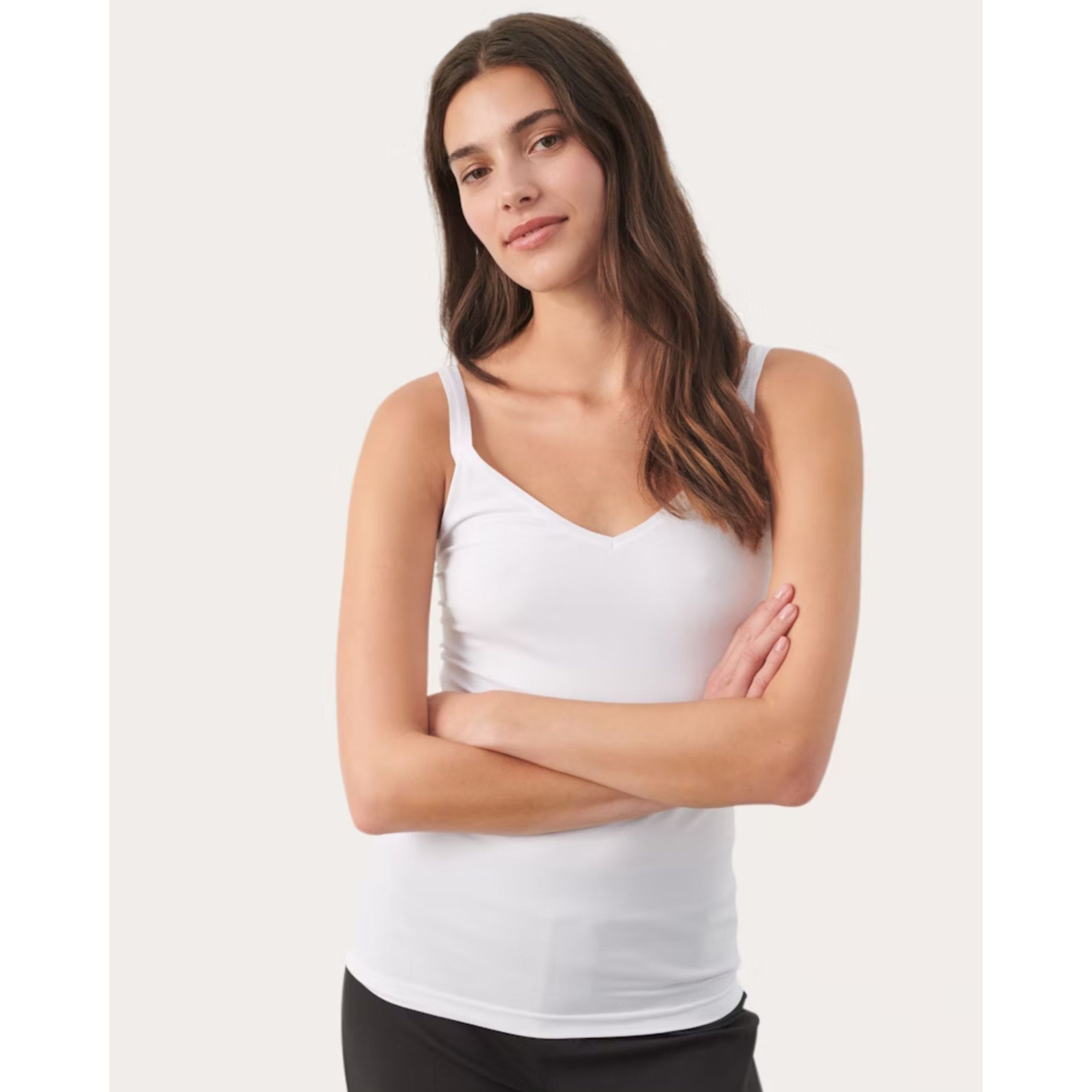 Part Two Hydda V Neck Soft Stretchy Cami White