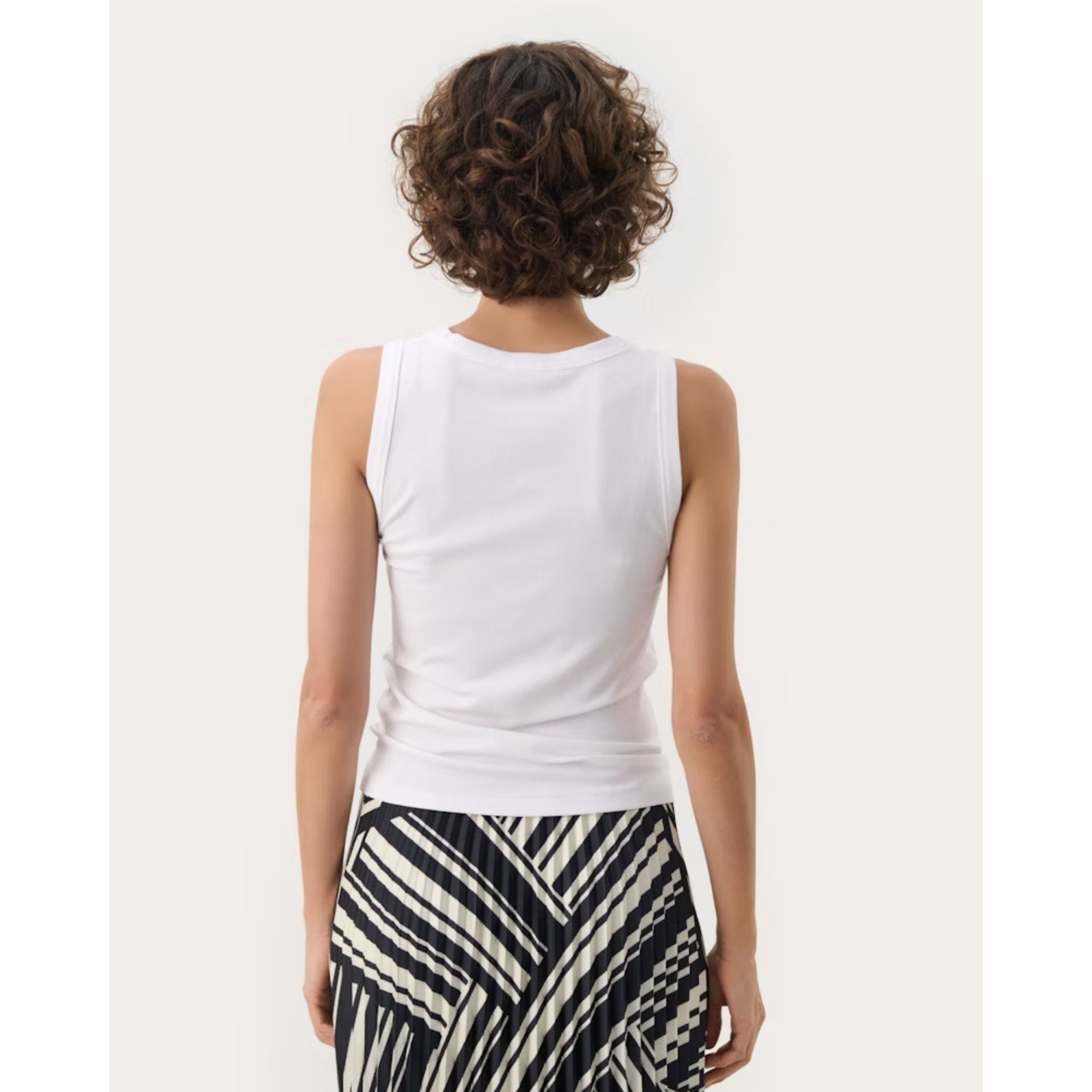 Part Two Nikkia Sleeveless V Neck Fine Ribbed Vest White