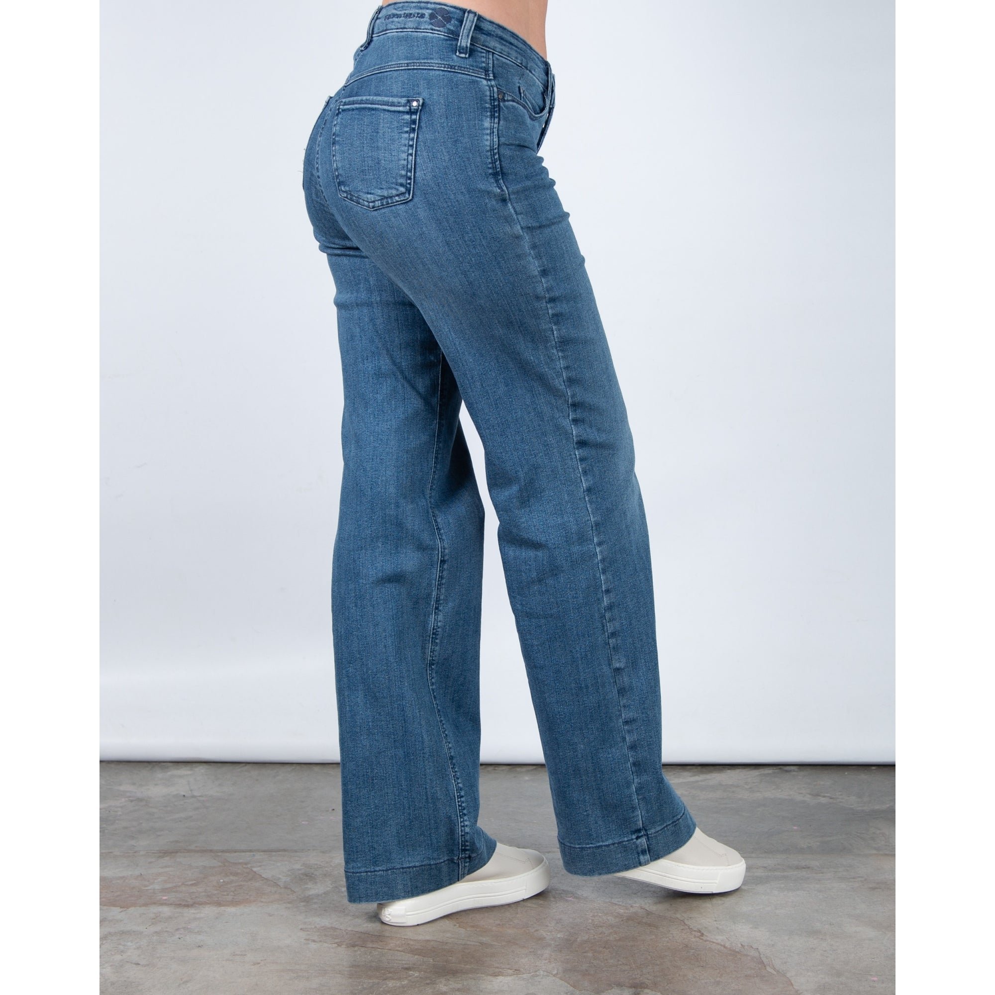 Mac Slim Fit Wide Leg Denim Jean Mid Denim D453 32L