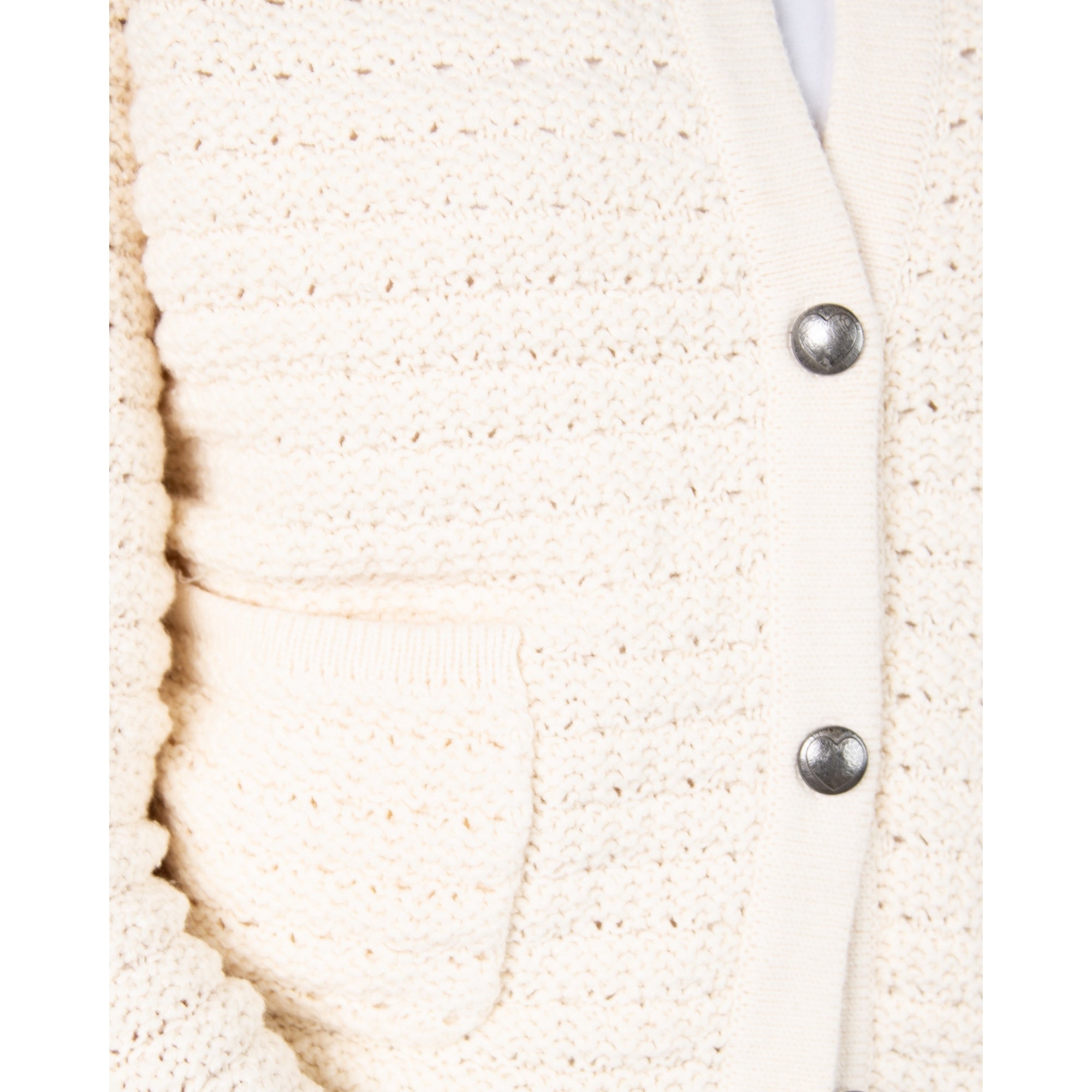 Red Button Diana Waffle Knit Pocket Front Cardigan Cream