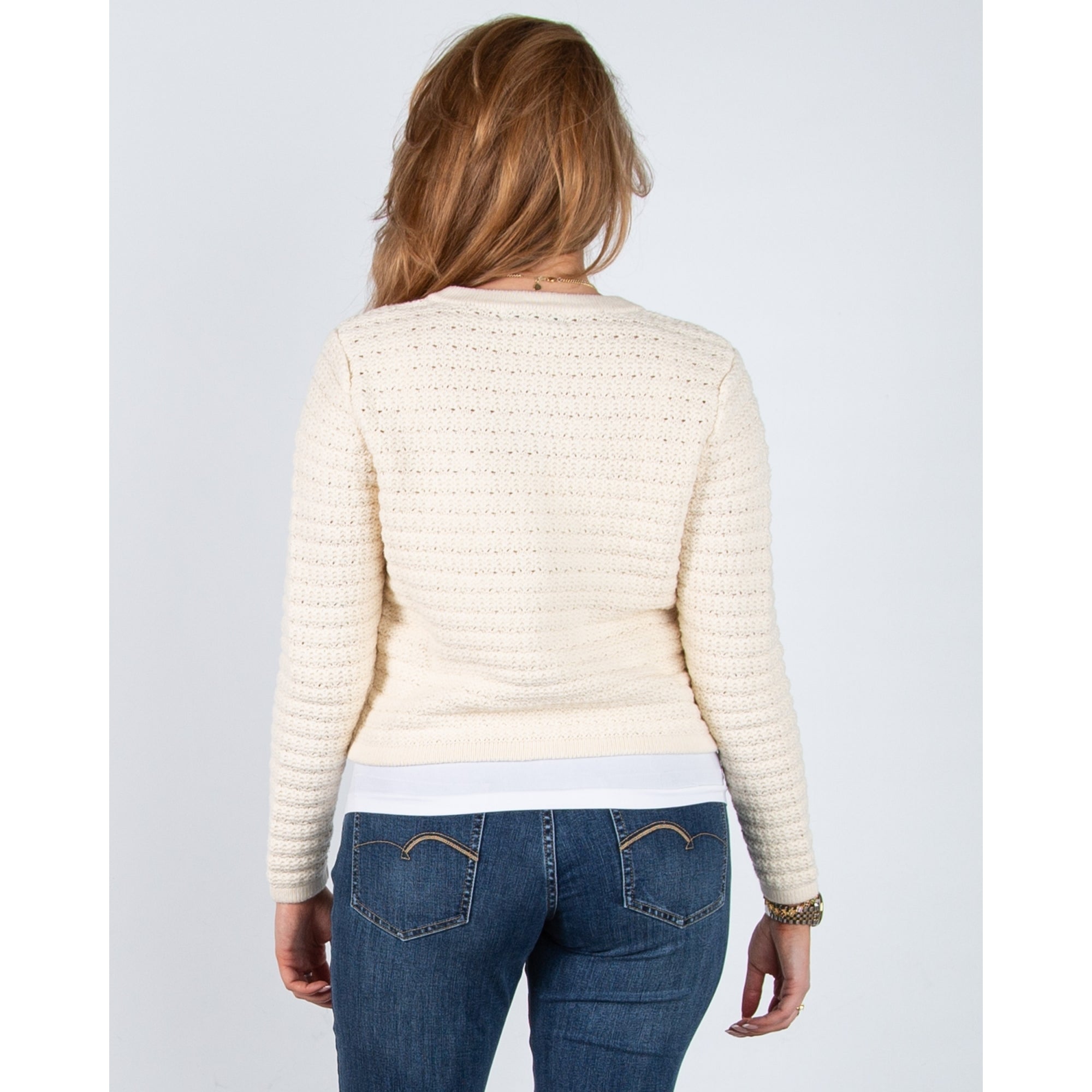 Red Button Diana Waffle Knit Pocket Front Cardigan Cream