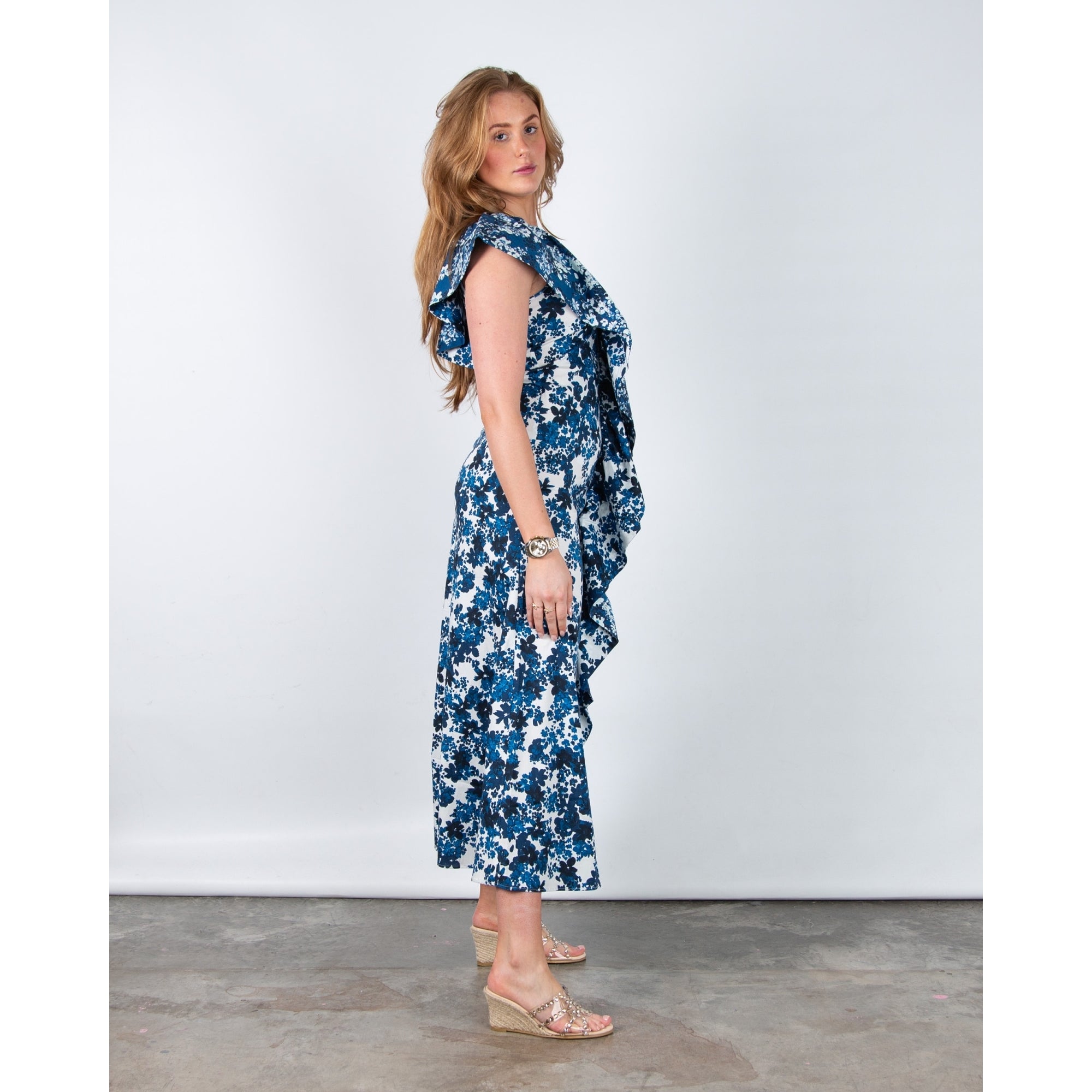 Dea Kudibal Thea Sleeveless Floral Cotton Dress With Asymmetric Floret Mix