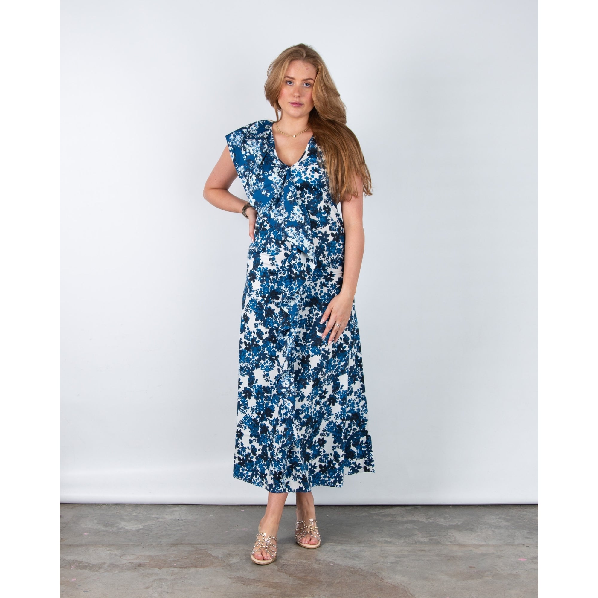 Dea Kudibal Thea Sleeveless Floral Cotton Dress With Asymmetric Floret Mix