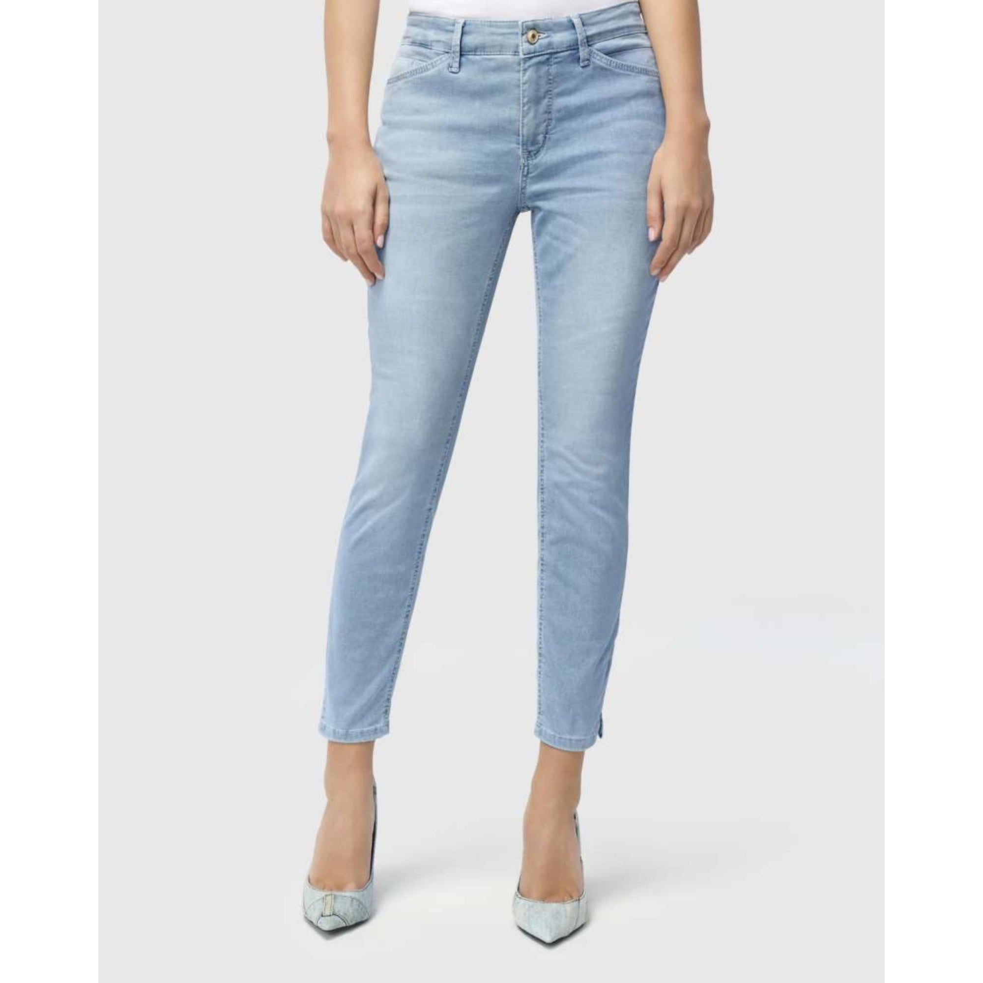 Mac Super Soft Denim Slim Jean With Ankle Split Bleached Denim D450 26L