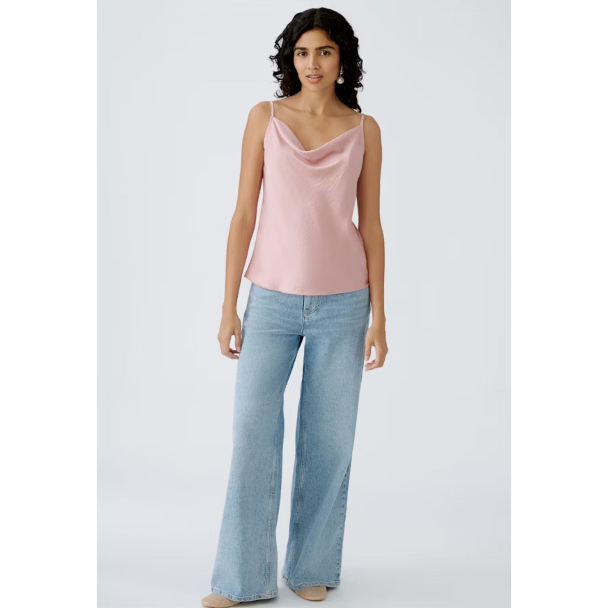 Oui Cowl Neck Satin Camisole Rose Pink