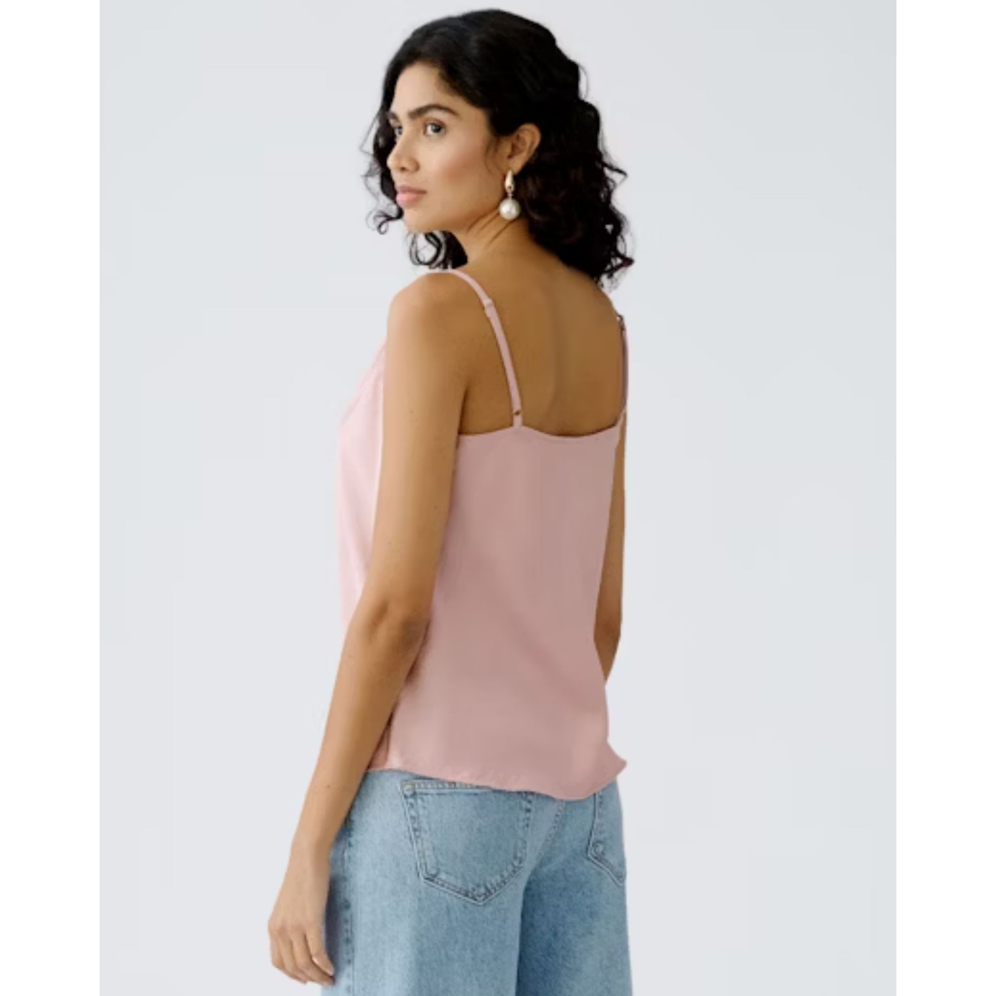 Oui Cowl Neck Satin Camisole Rose Pink