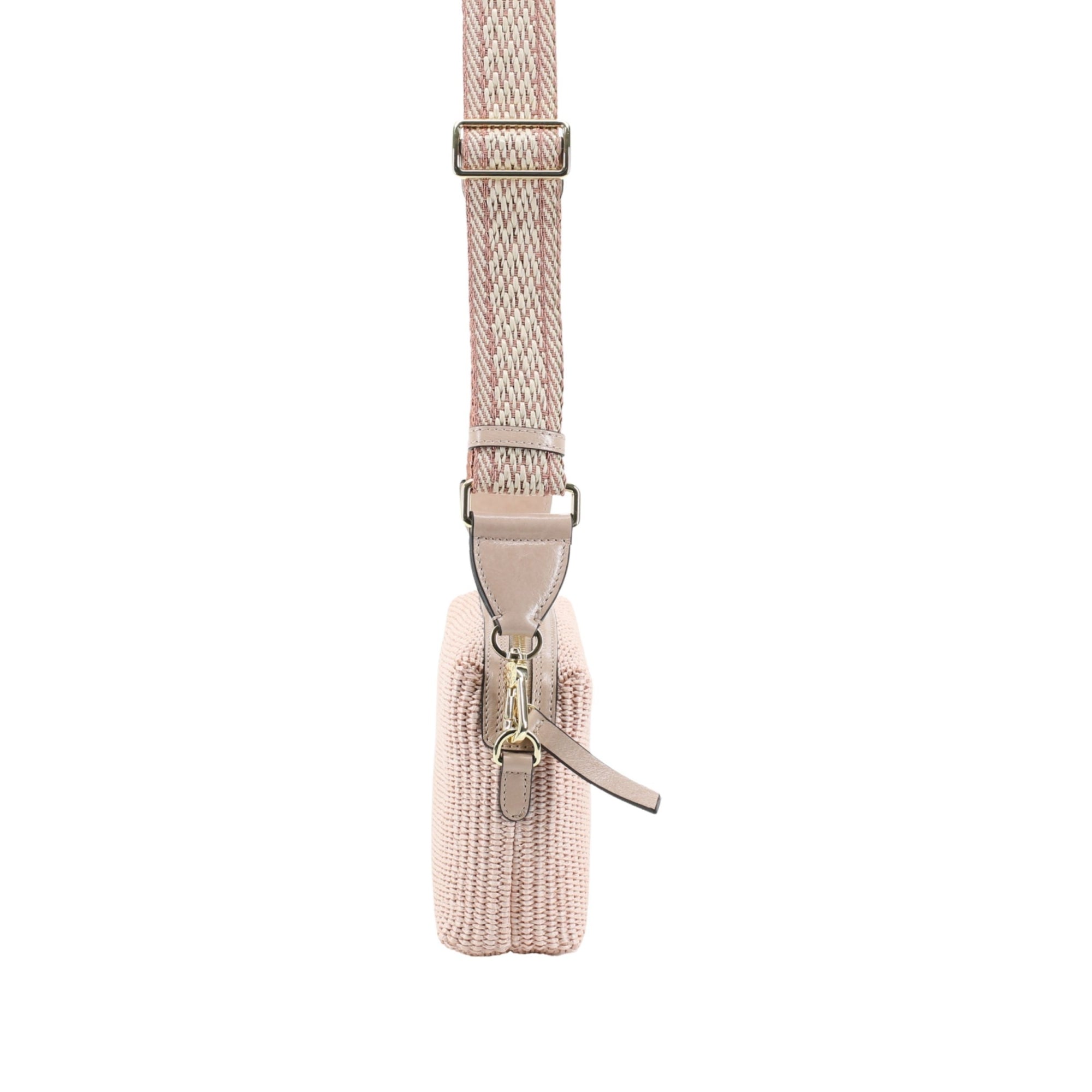 Abro Woven Raffia Cross Body Bag Rose