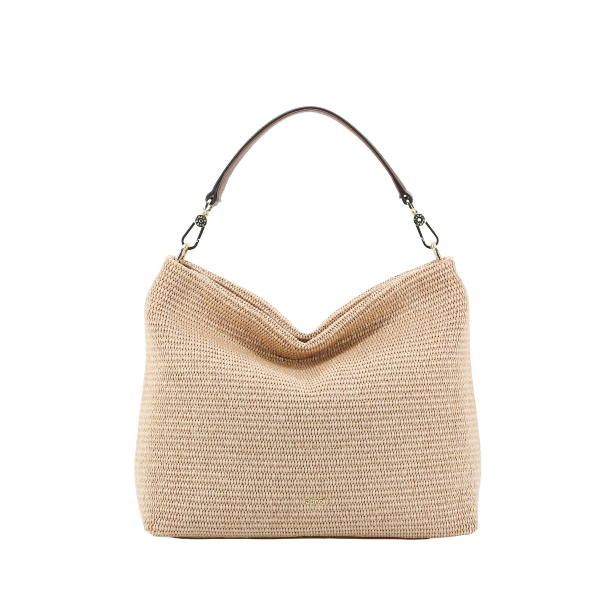 Abro Woven Raffia Hobo Bag With Long Strap Natural