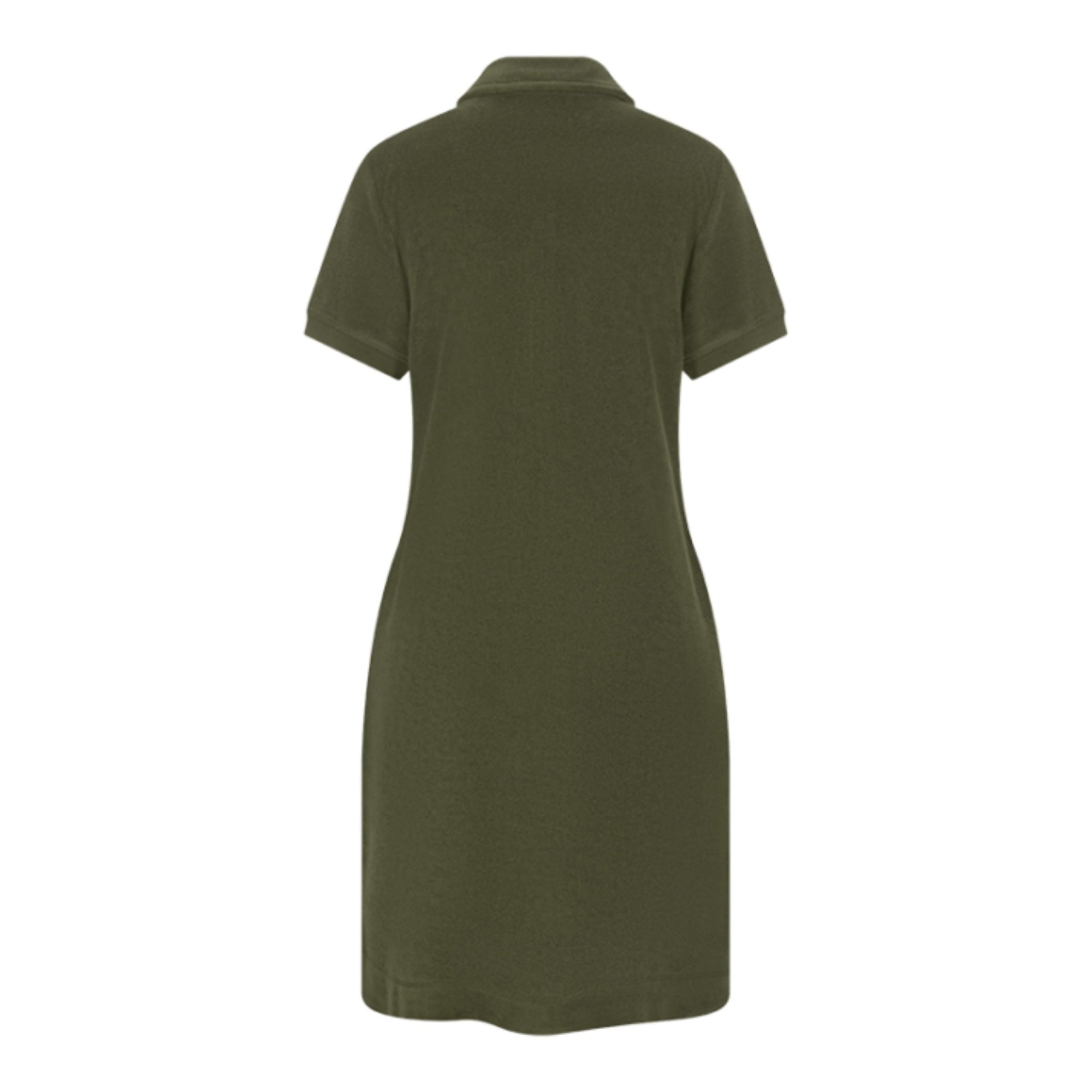 Riani Towelling Dress With Zip Neck And Shirt Collar Khaki