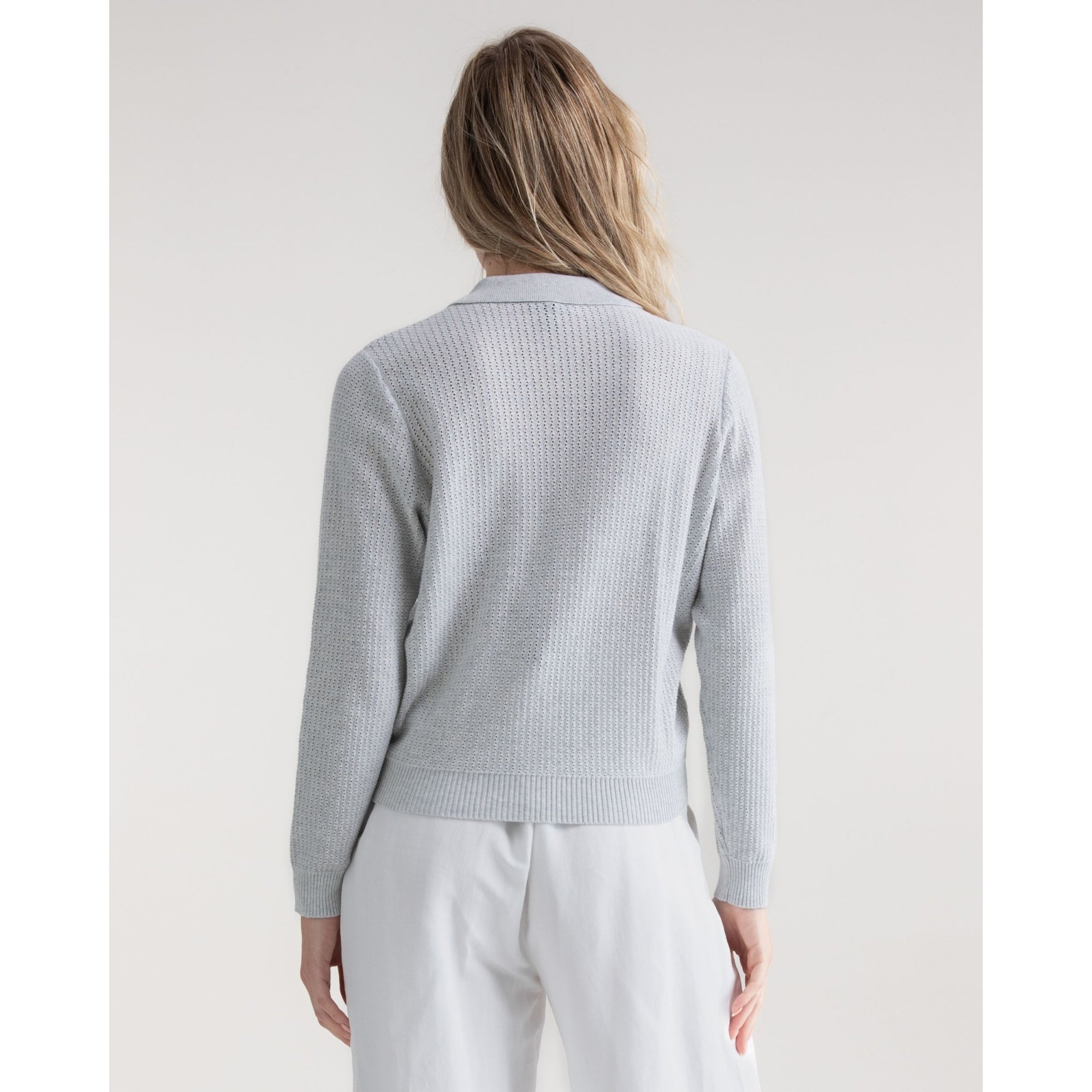 Marble Fashions Patch Pocket Airtex Knit Jacket Silver Grey 106