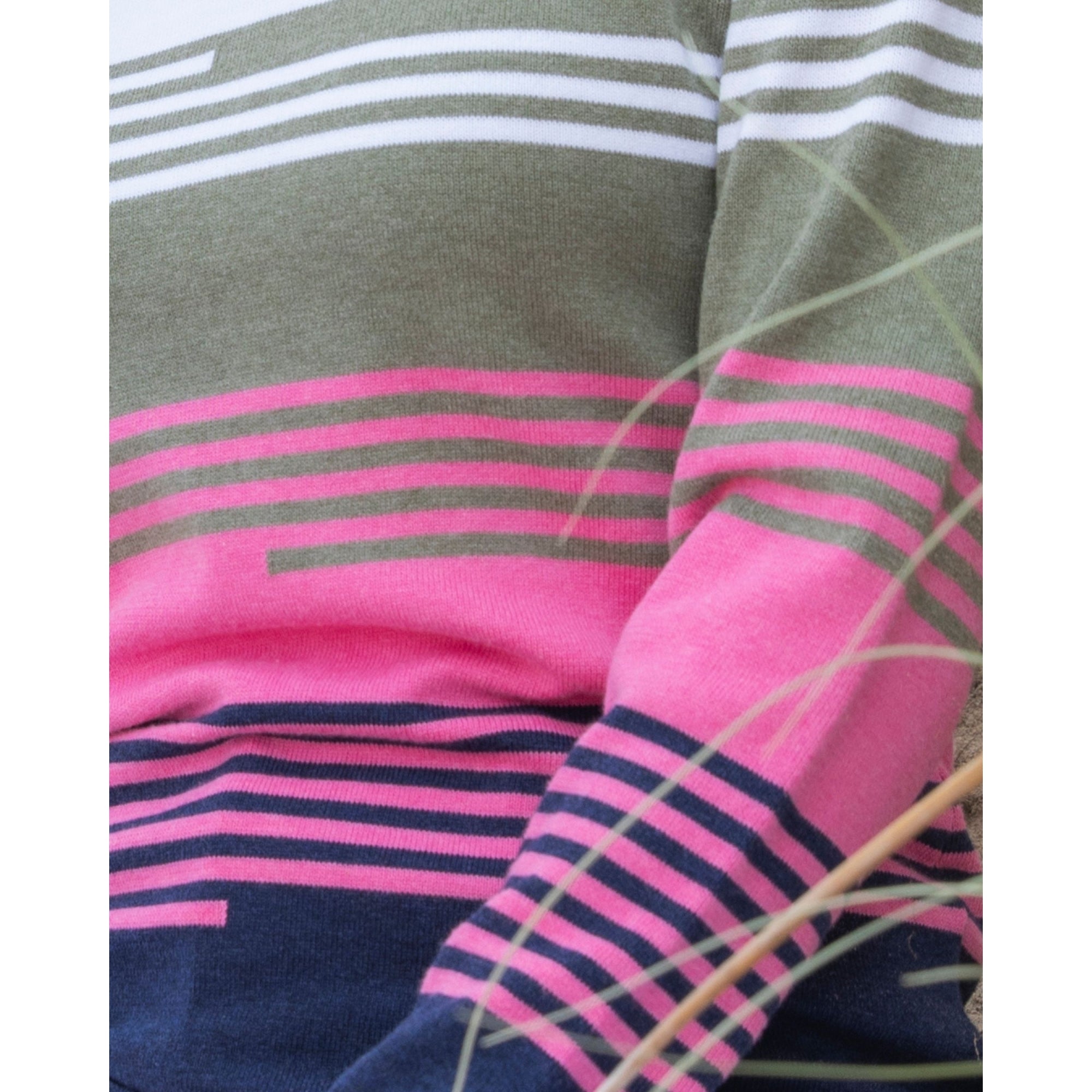 Marble Fashions Stripe Long Sleeve Knit Jumper Khaki/navy/pink 123