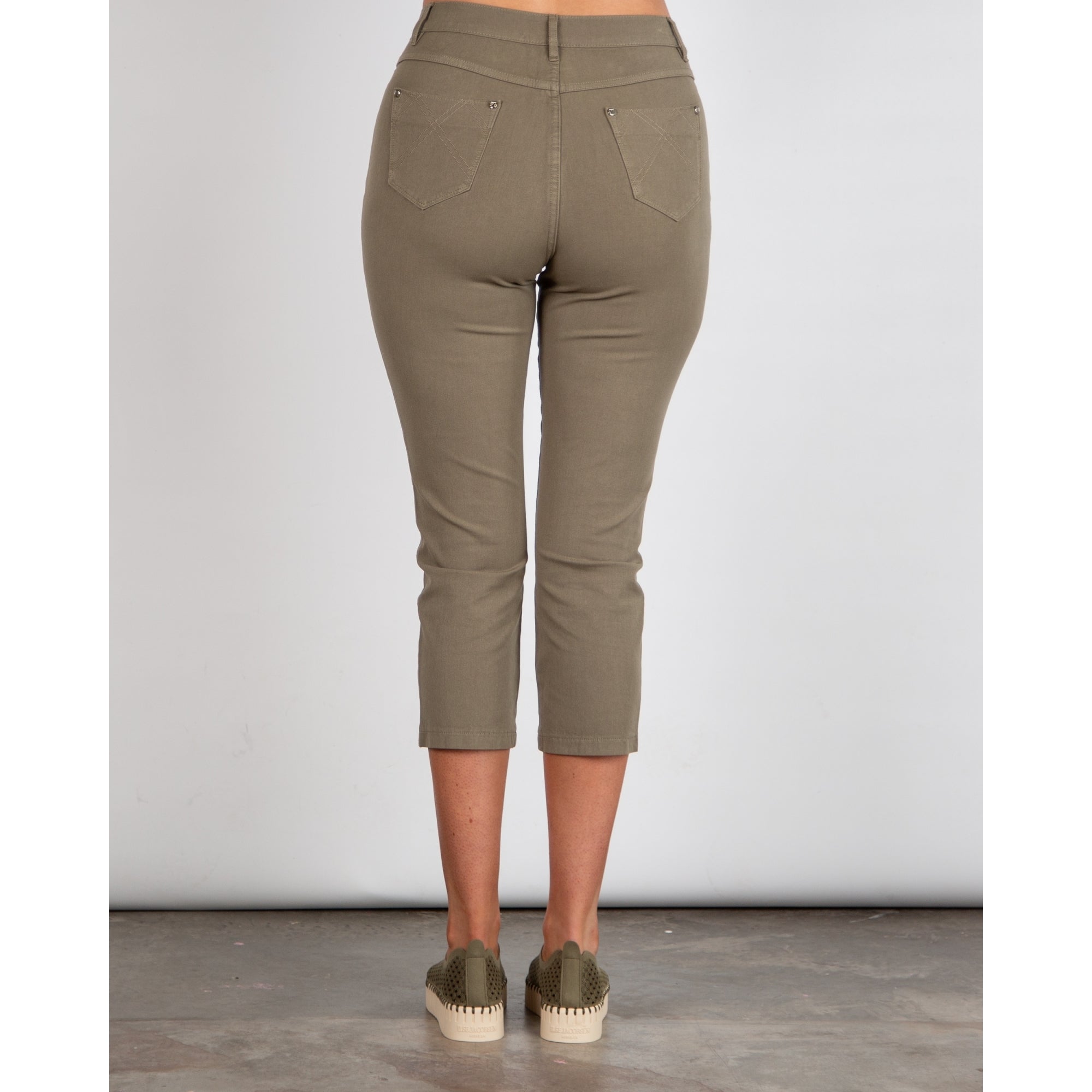 Marble Fashions Slim Fit Cropped Stretch Jean Khaki 123