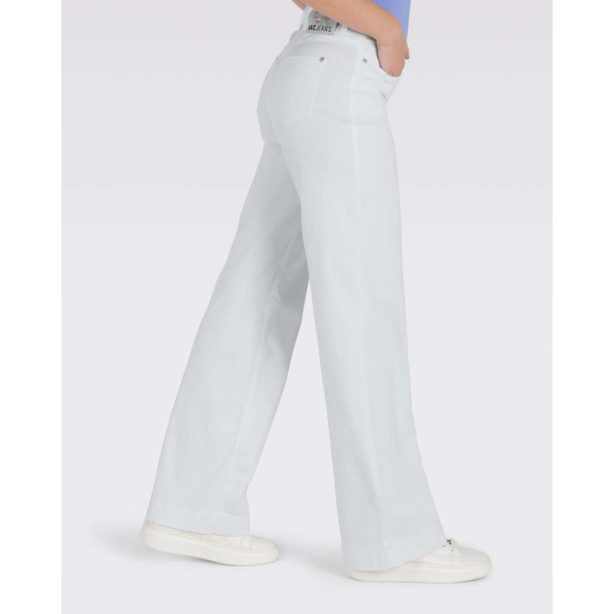 Mac Wide Leg Lightweight Cotton/denim Blend Jean White Denim D010 32L