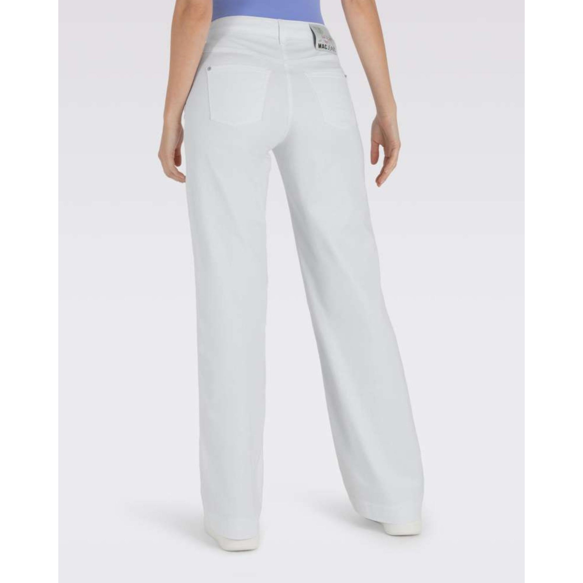 Mac Wide Leg Lightweight Cotton/denim Blend Jean White Denim D010 32L