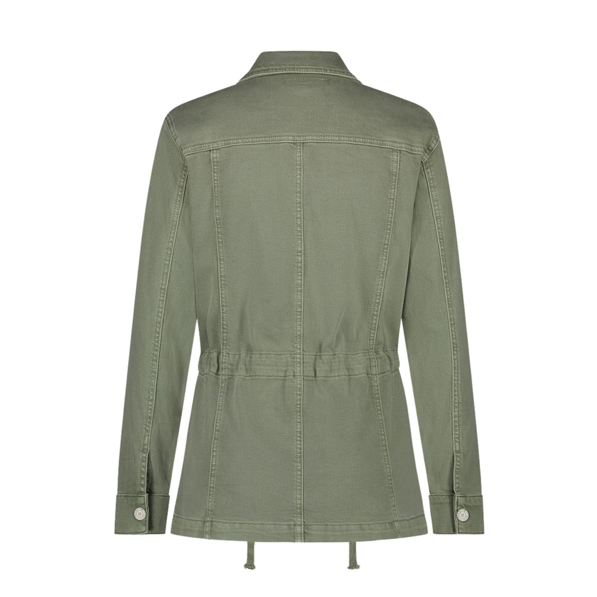 Red Button Robie Shirt Jacket With Drawstring Waist & Patch Pockets Teagreen