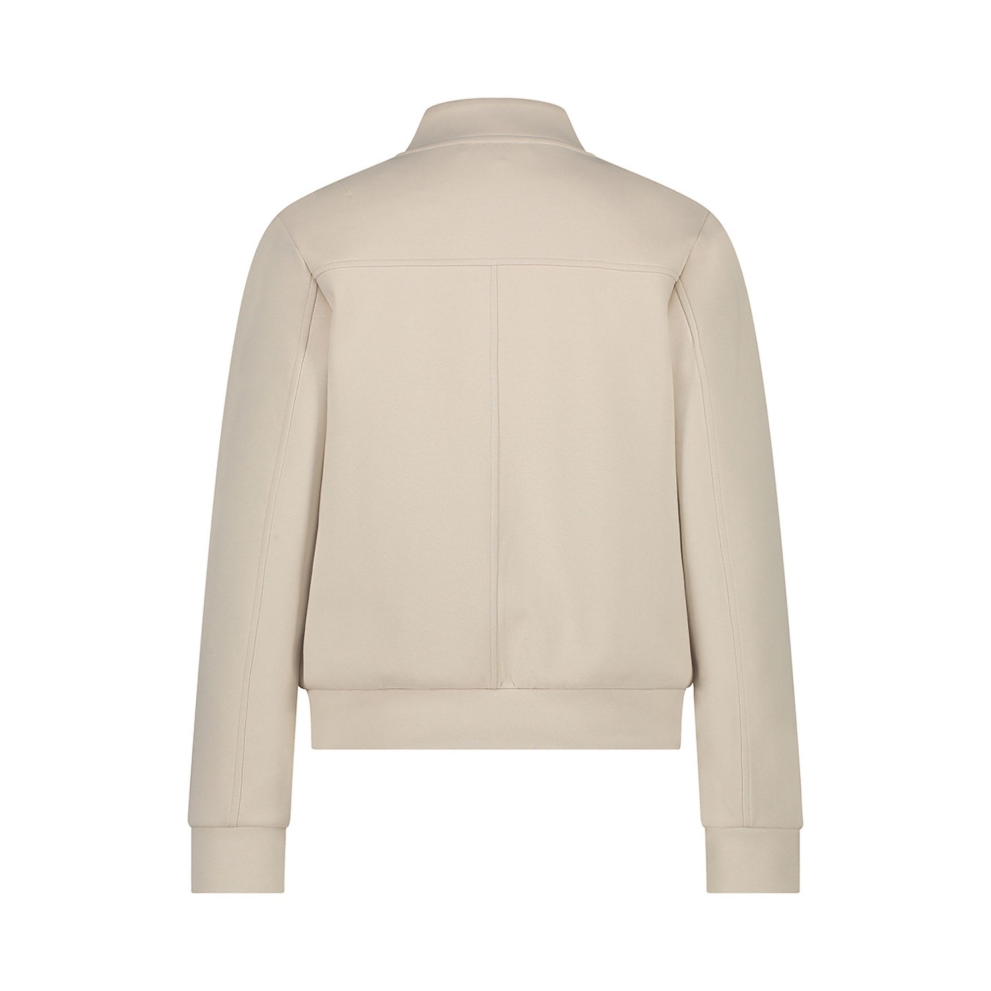 Red Button Scuba Button Down Bomber Jacket Beige