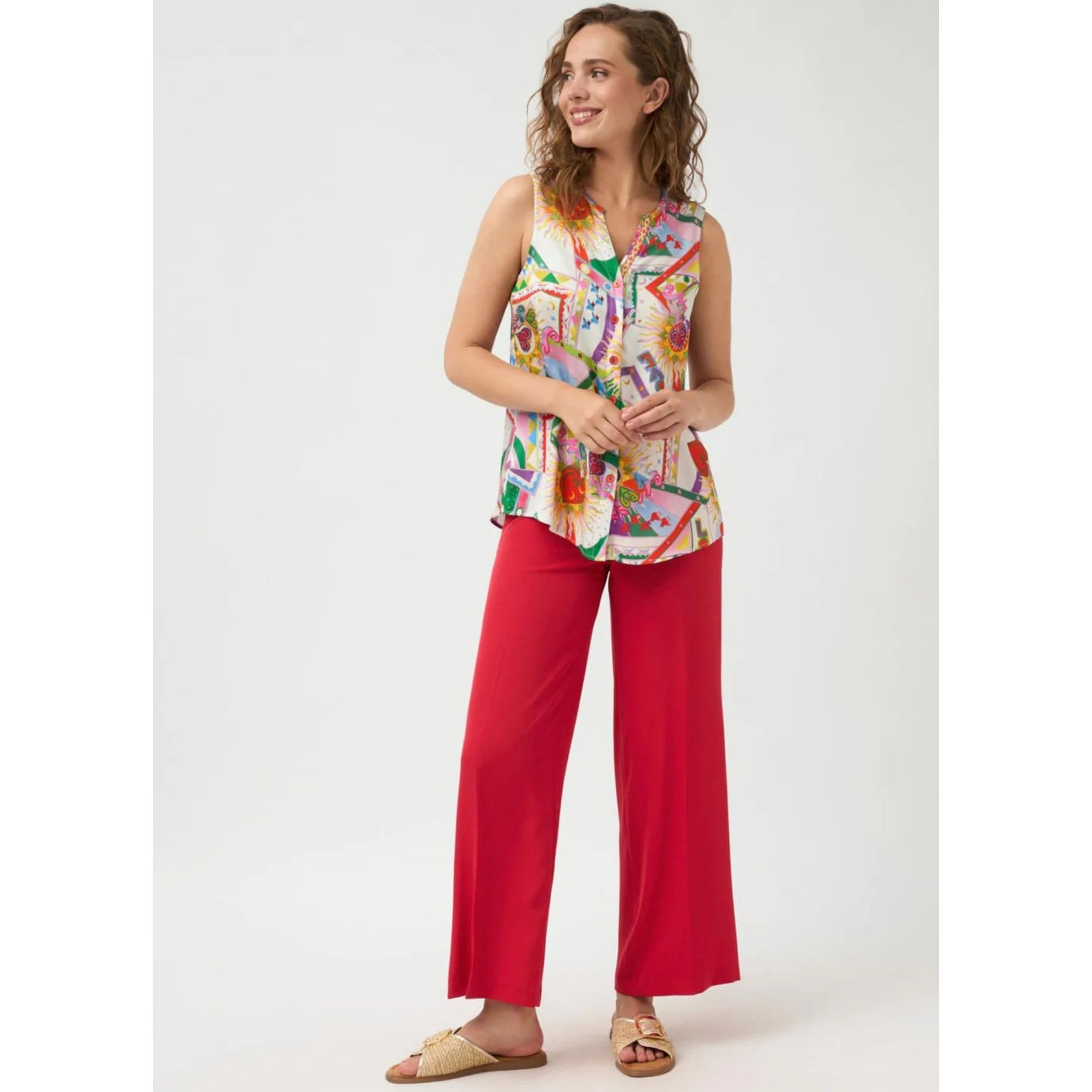 Tinta Style Verbena Multi Print Sleeveless Blouse Multi