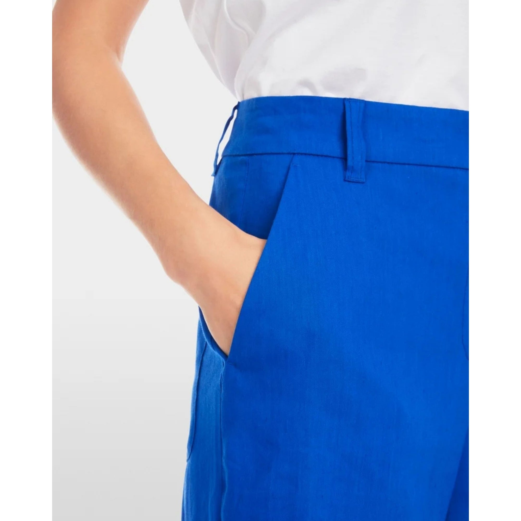 Marc Cain Waukee Wide Leg Smart Linen Trouser Cobalt