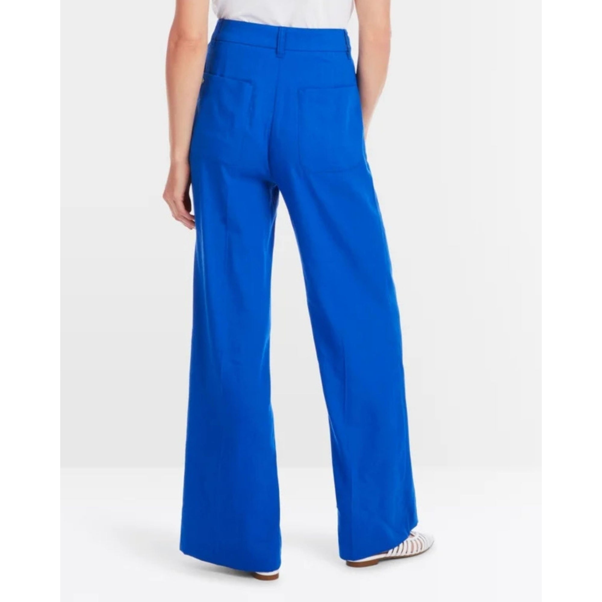 Marc Cain Waukee Wide Leg Smart Linen Trouser Cobalt