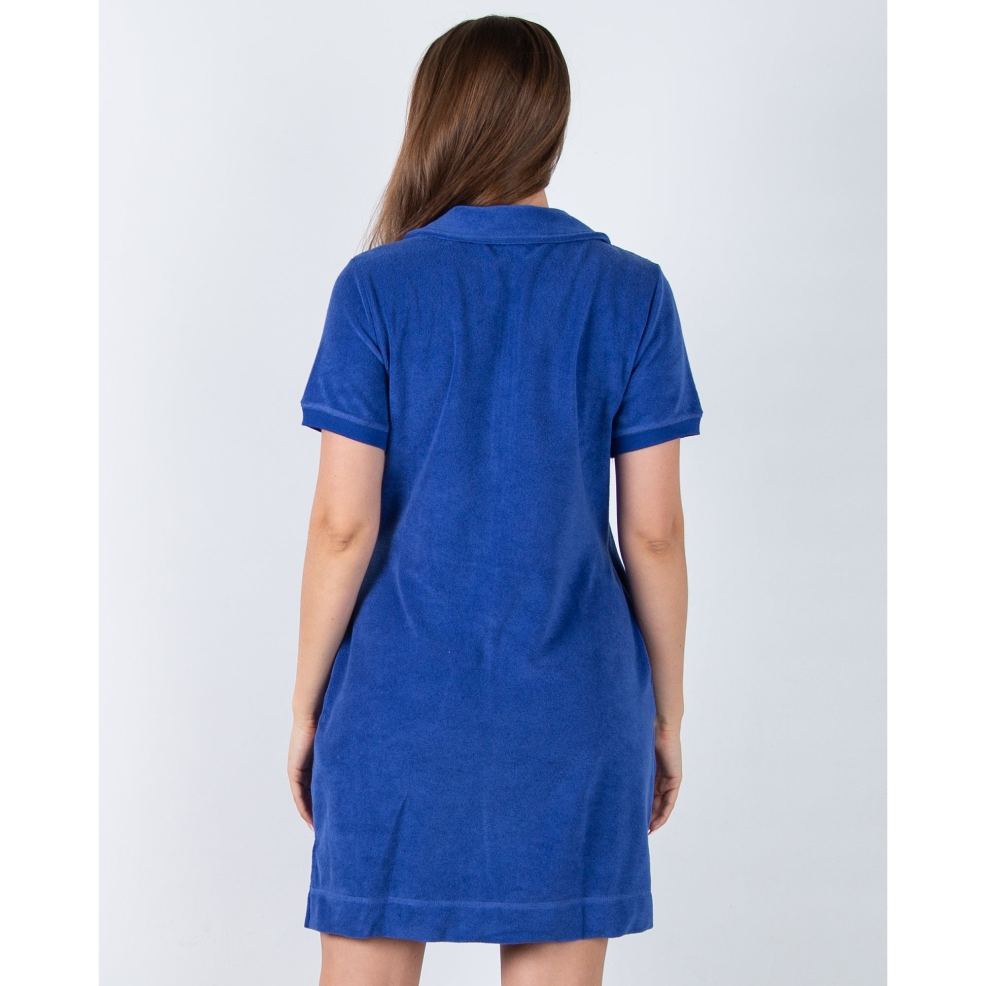 Riani Towelling Dress With Zip Neck And Shirt Collar Cobalt