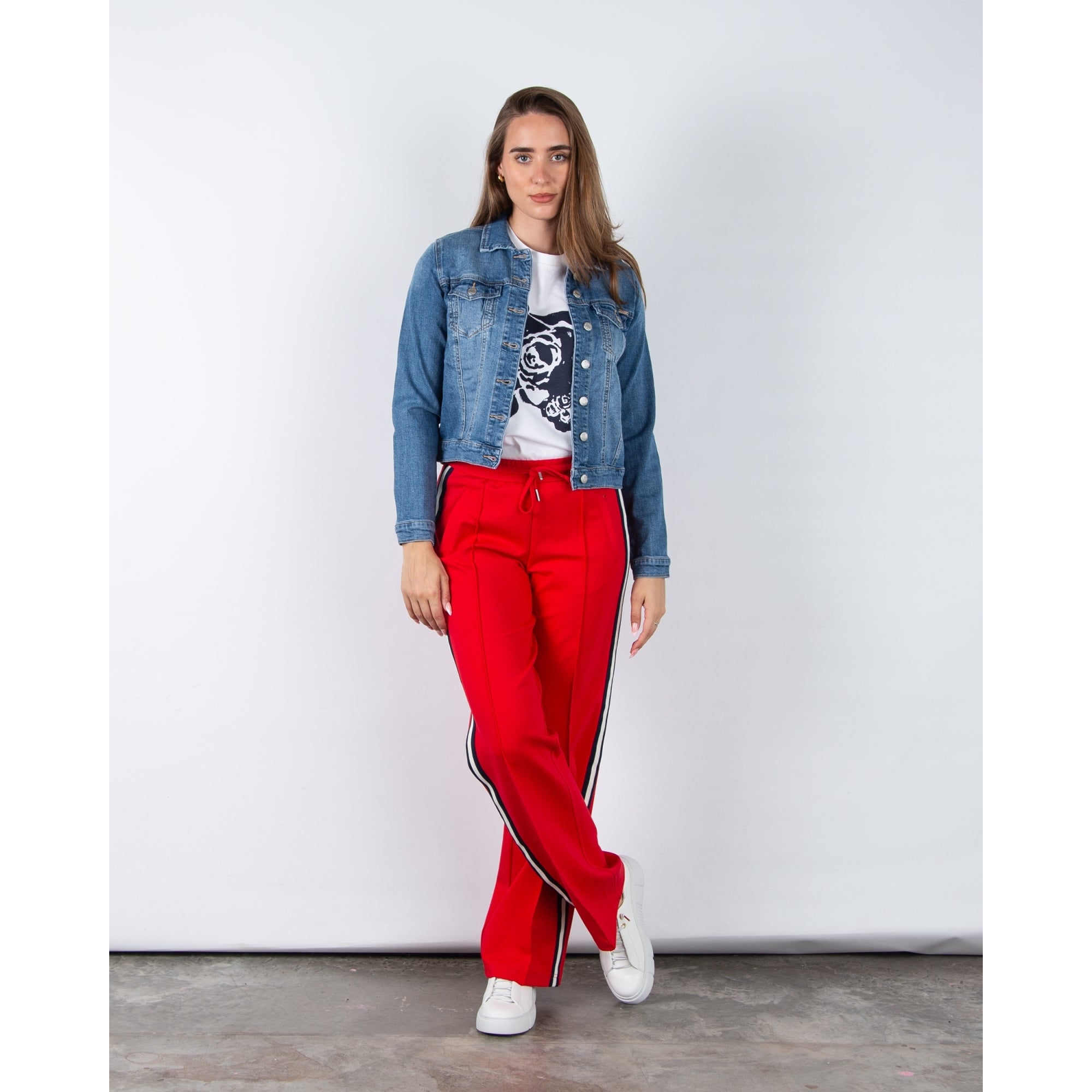 Red Button Jackie Patch Pocket Denim Jacket Mid Denim