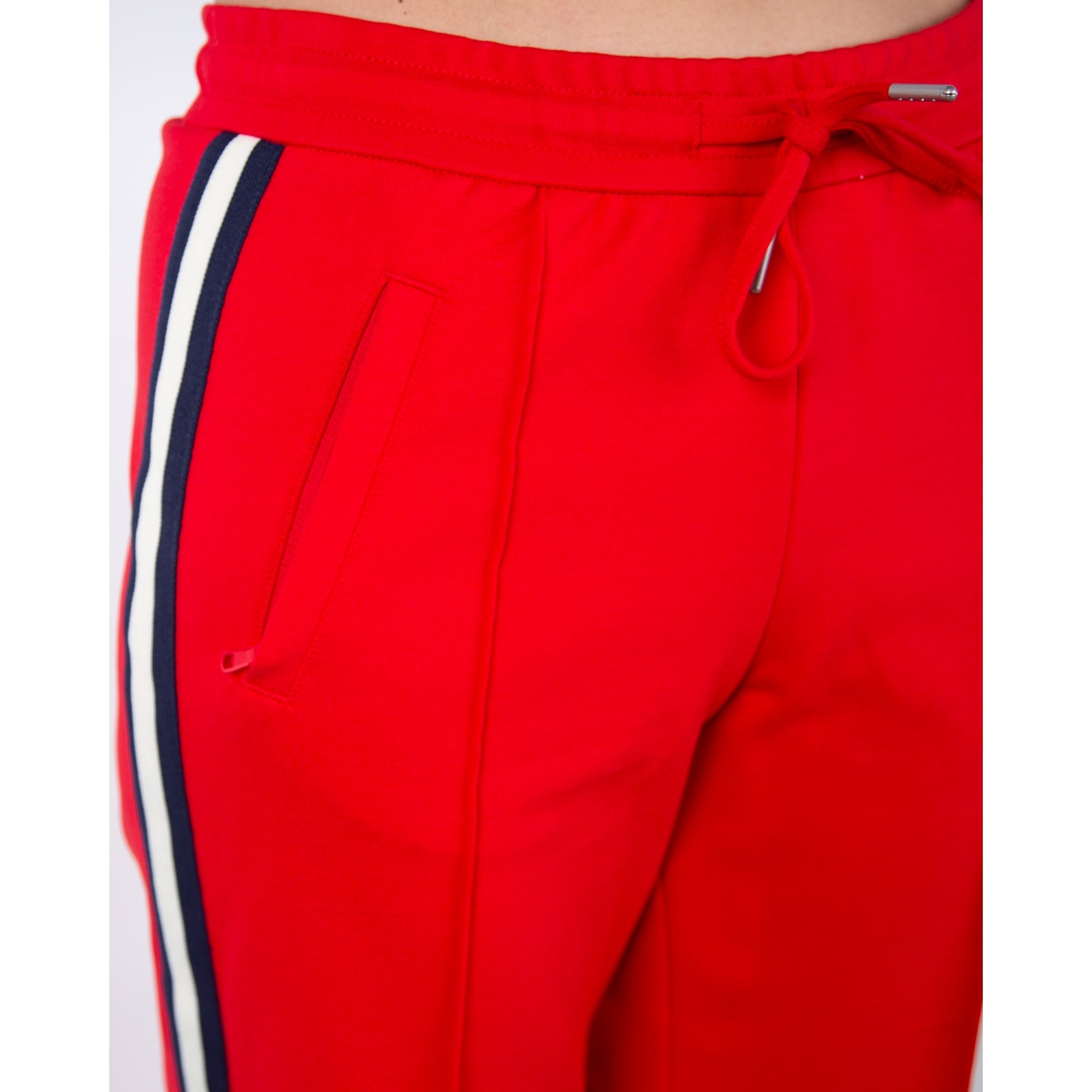 Red Button Colette Wide Leg Pull On Trouser With Side Stripe Red (Longer)