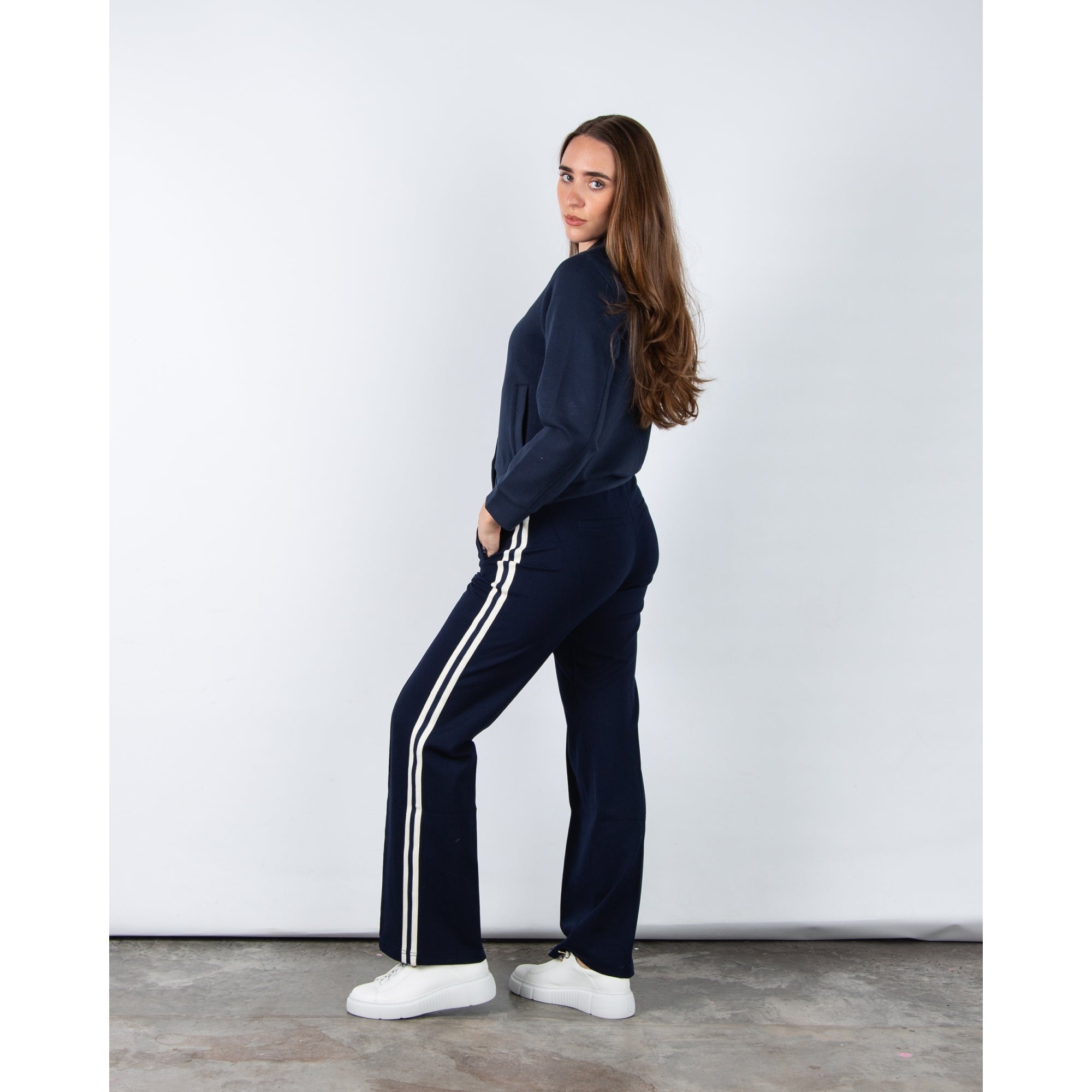 Red Button Scuba Button Down Bomber Jacket Navy