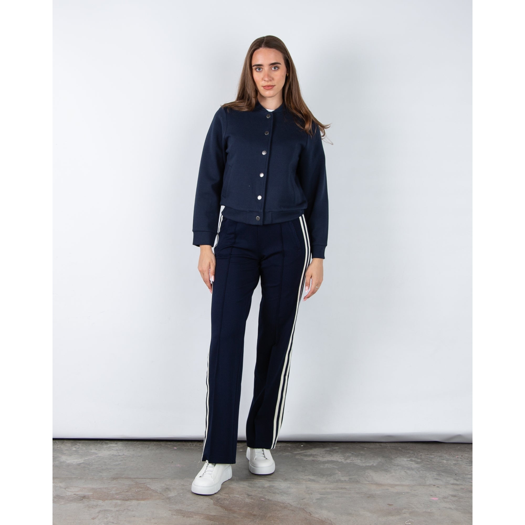 Red Button Scuba Button Down Bomber Jacket Navy