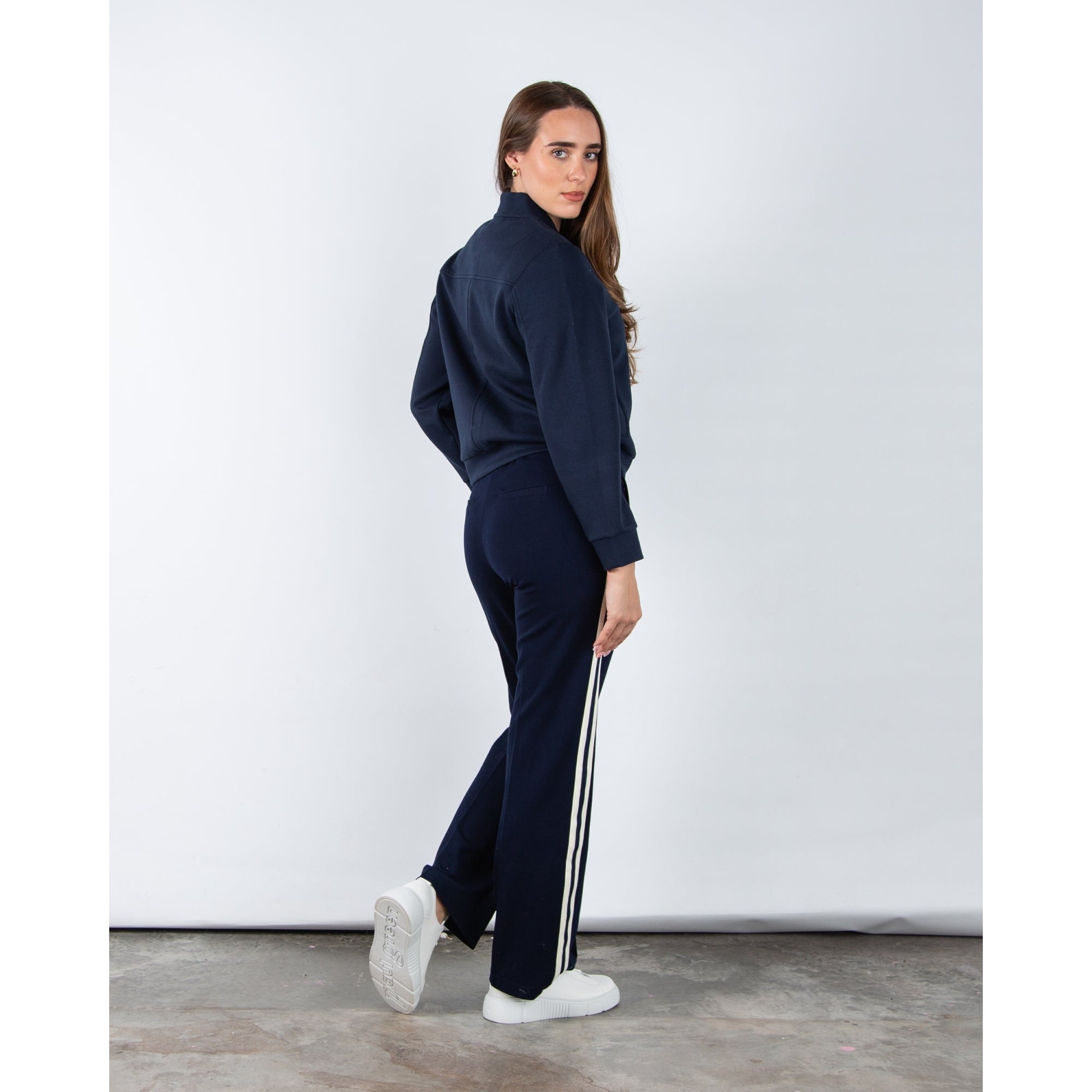 Red Button Scuba Button Down Bomber Jacket Navy