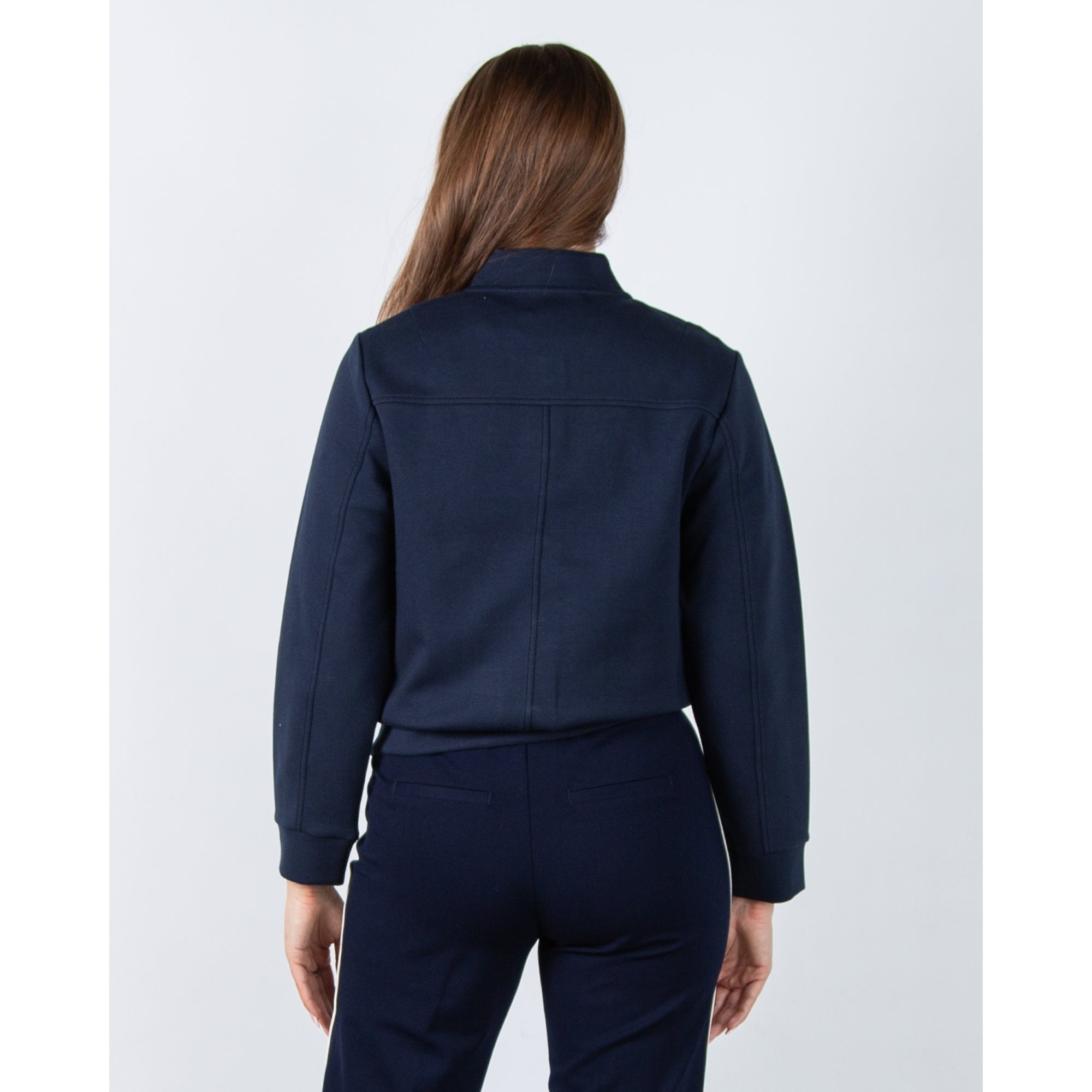 Red Button Scuba Button Down Bomber Jacket Navy