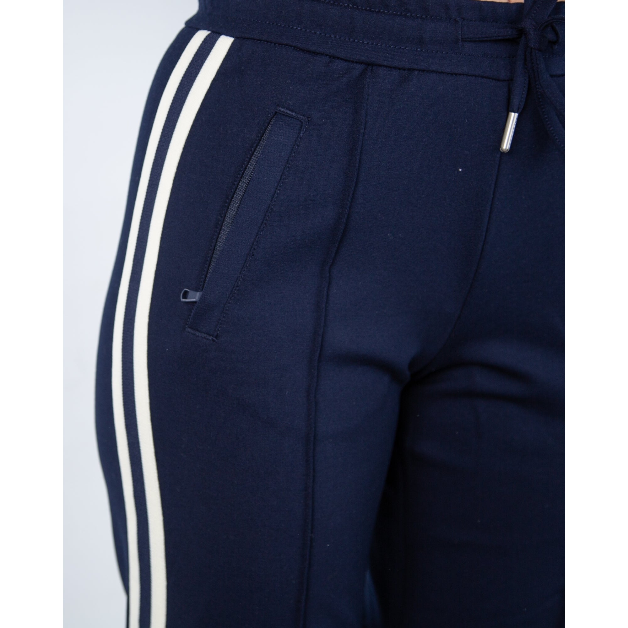 Red Button Colette Wide Leg Pull On Trouser With Side Stripe (Shorter) Navy