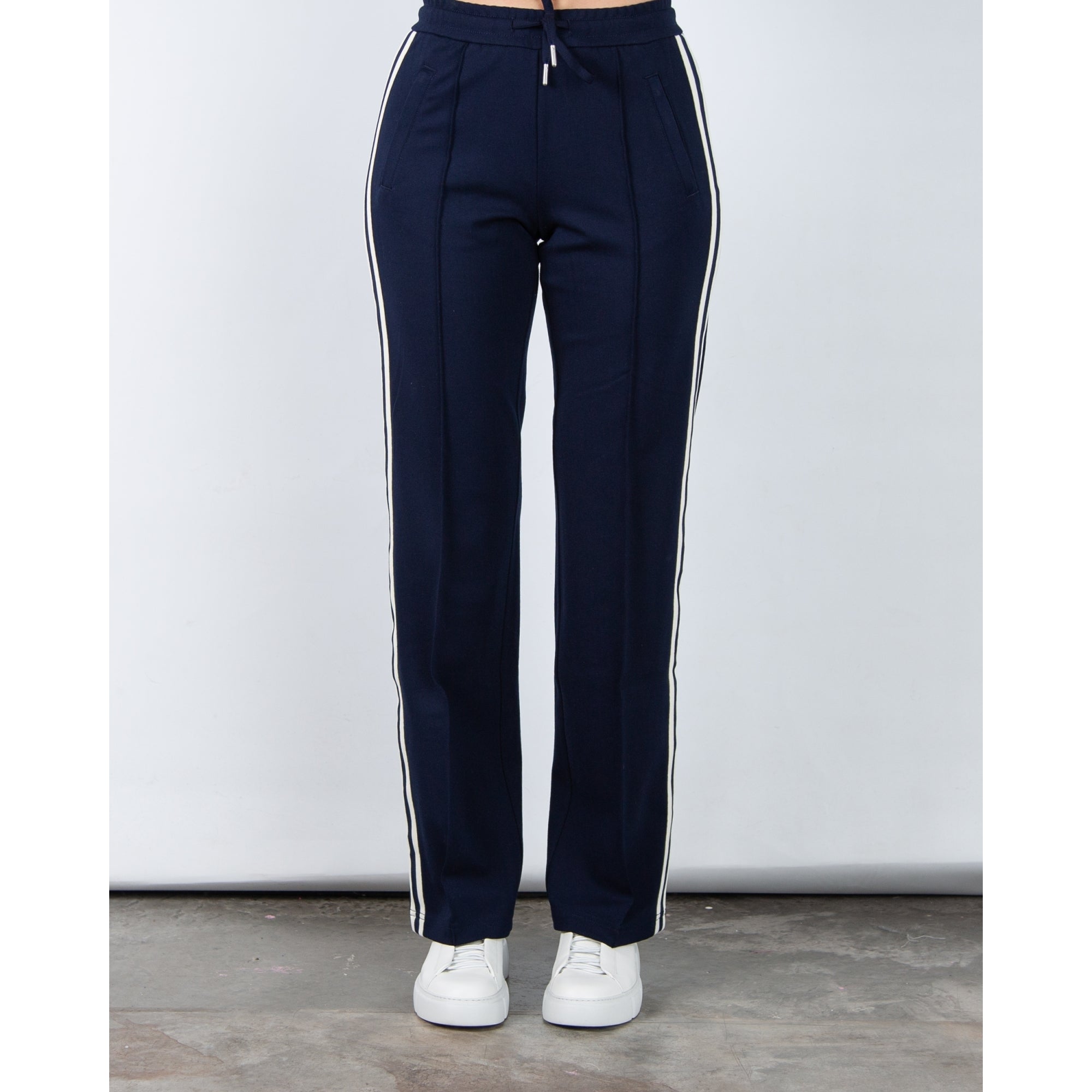 Red Button Colette Wide Leg Pull On Trouser With Side Stripe (Shorter) Navy