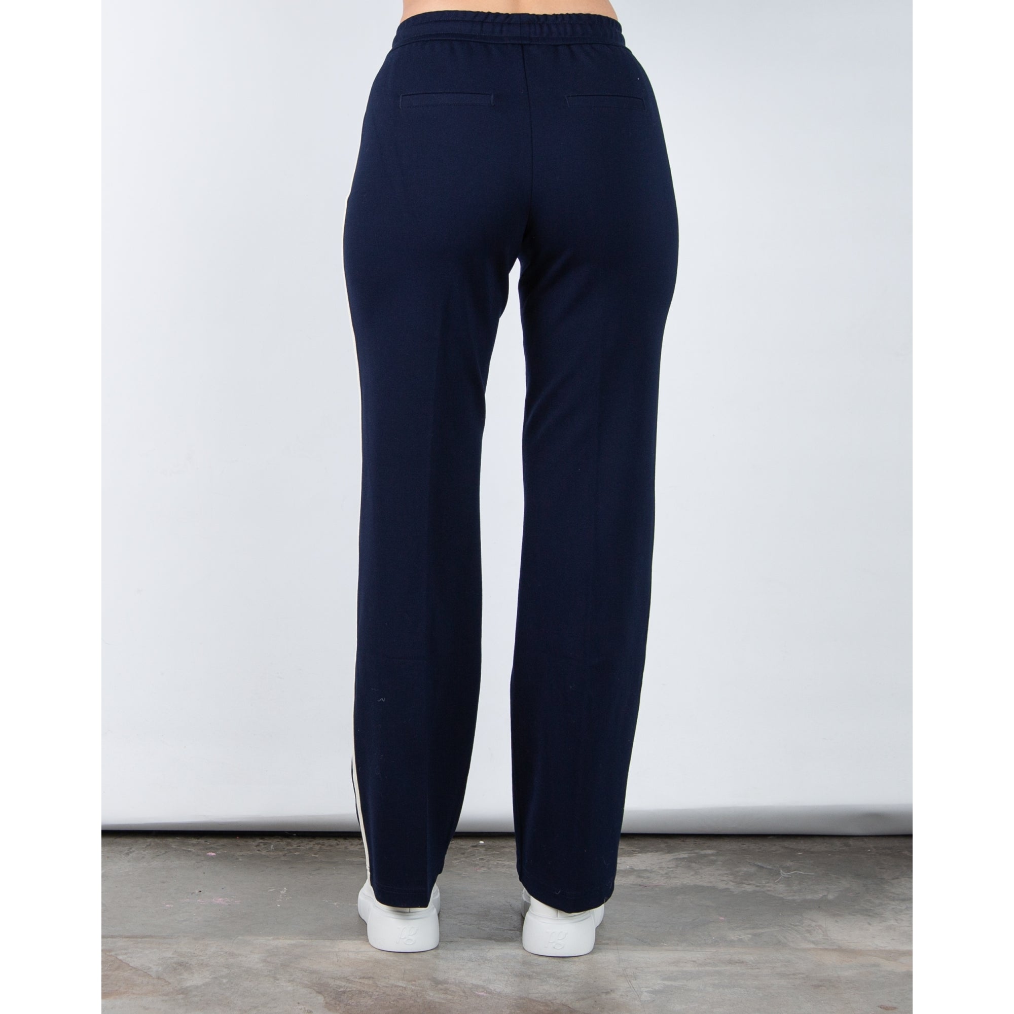 Red Button Colette Wide Leg Pull On Trouser With Side Stripe (Shorter) Navy