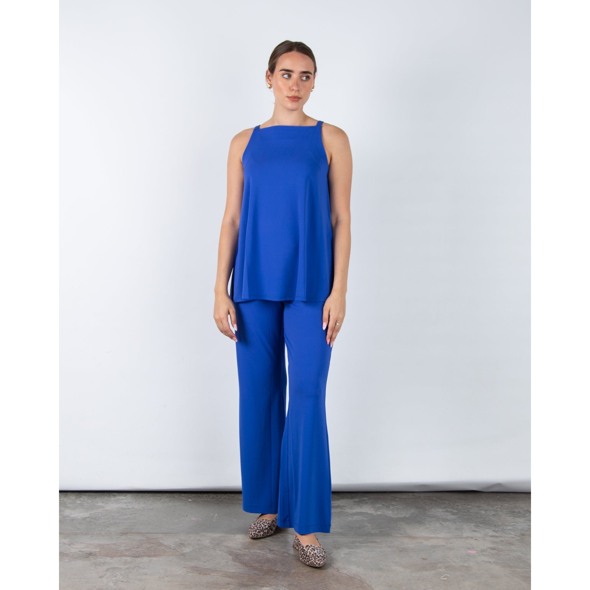 Riani Square Neck Strappy Top With Side Splits Cobalt