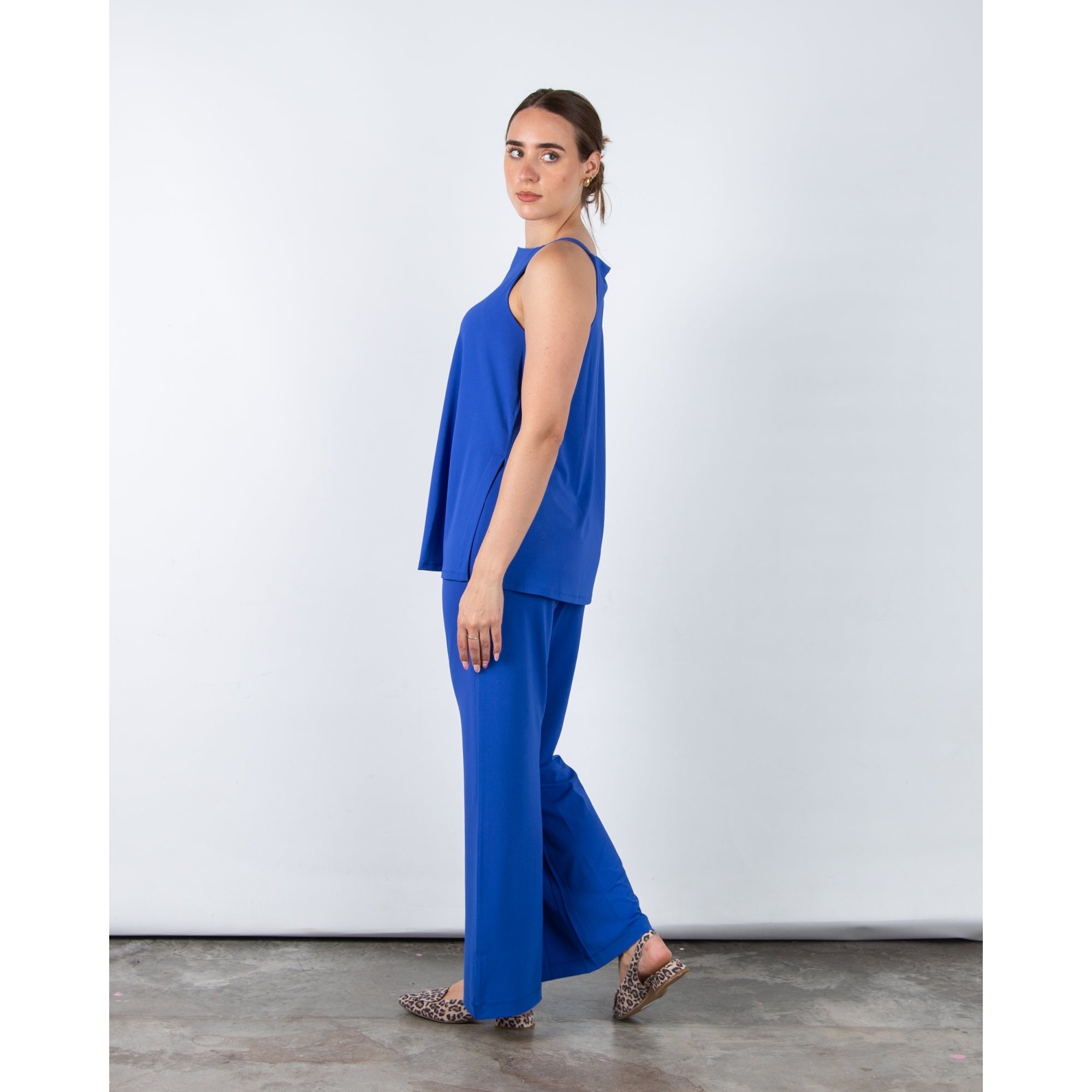 Riani Square Neck Strappy Top With Side Splits Cobalt