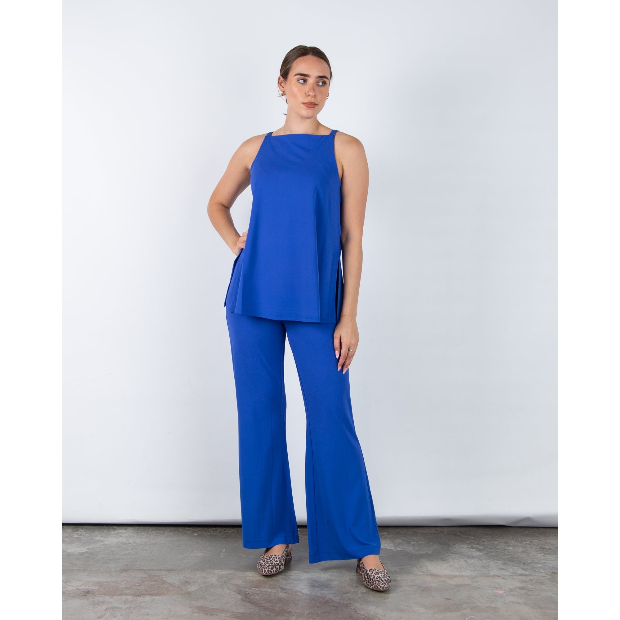 Riani Square Neck Strappy Top With Side Splits Cobalt