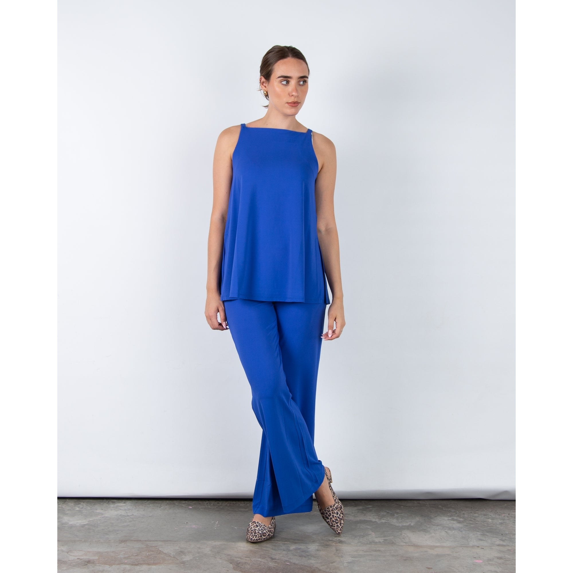 Riani Square Neck Strappy Top With Side Splits Cobalt